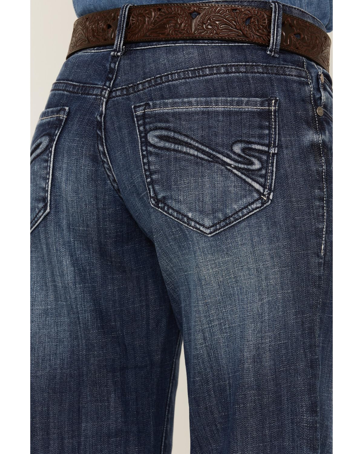 Stetson Women's 214 Medium Wash Trouser Fit Jeans - Blue Denim Pants Size 12 Regular | Comfortable Casual & Office Wear for Women