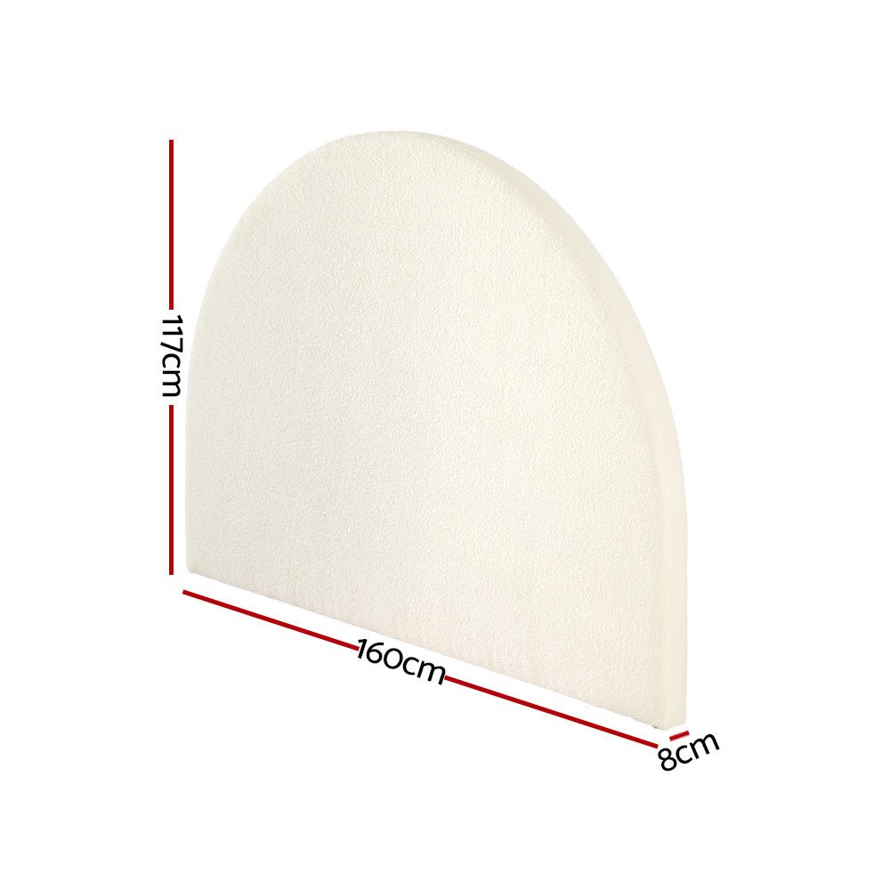Boucle Upholstered Queen Bed Headboard in White - Elegant Bedroom Decor for Modern & Cozy Spaces