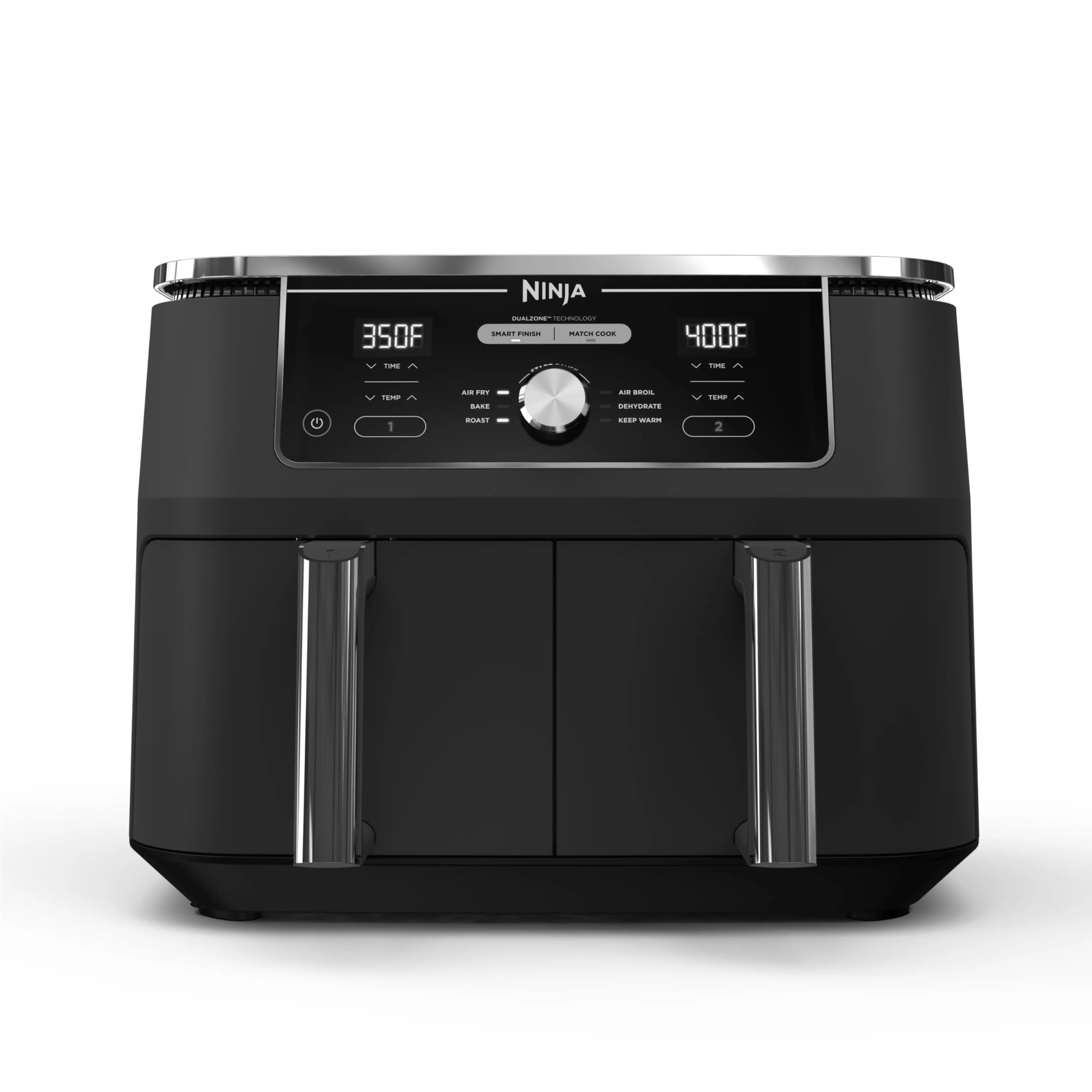 Ninja DZ401 Foodi 10 Quart 6-in-1 DualZone XL 2-Basket Air Fryer with Independent Frying Baskets - Roast, Broil, Dehydrate - Smart Finish & Match Cook Technology - Large Capacity for Family Meals - Grey - Perfect for Quick Cooking, Healthy Meals & Party Snacks