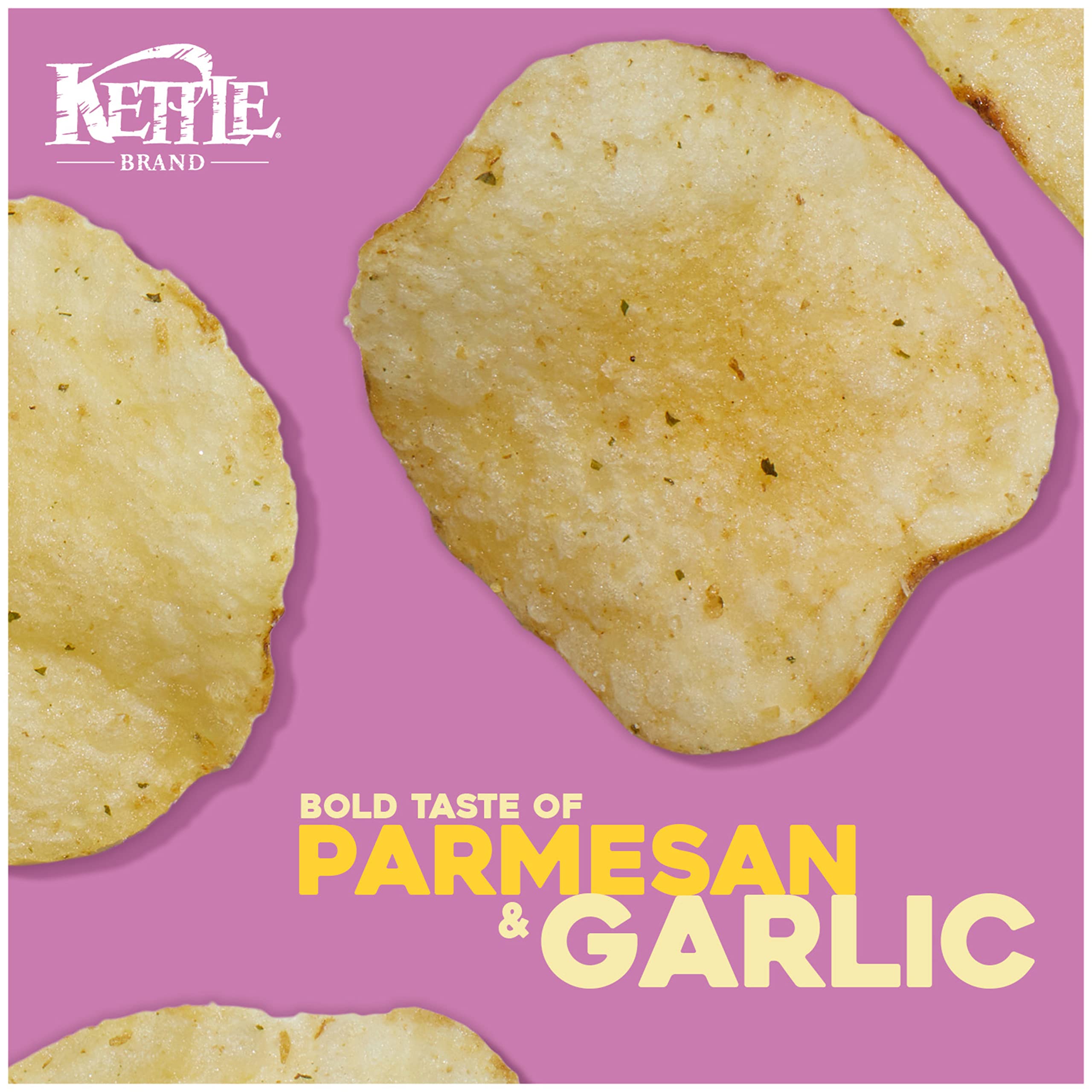 Kettle Brand Parmesan Garlic Kettle Cooked Potato Chips - 8.5 Oz Bag | Crunchy Snack for Parties, Picnics & Movie Nights