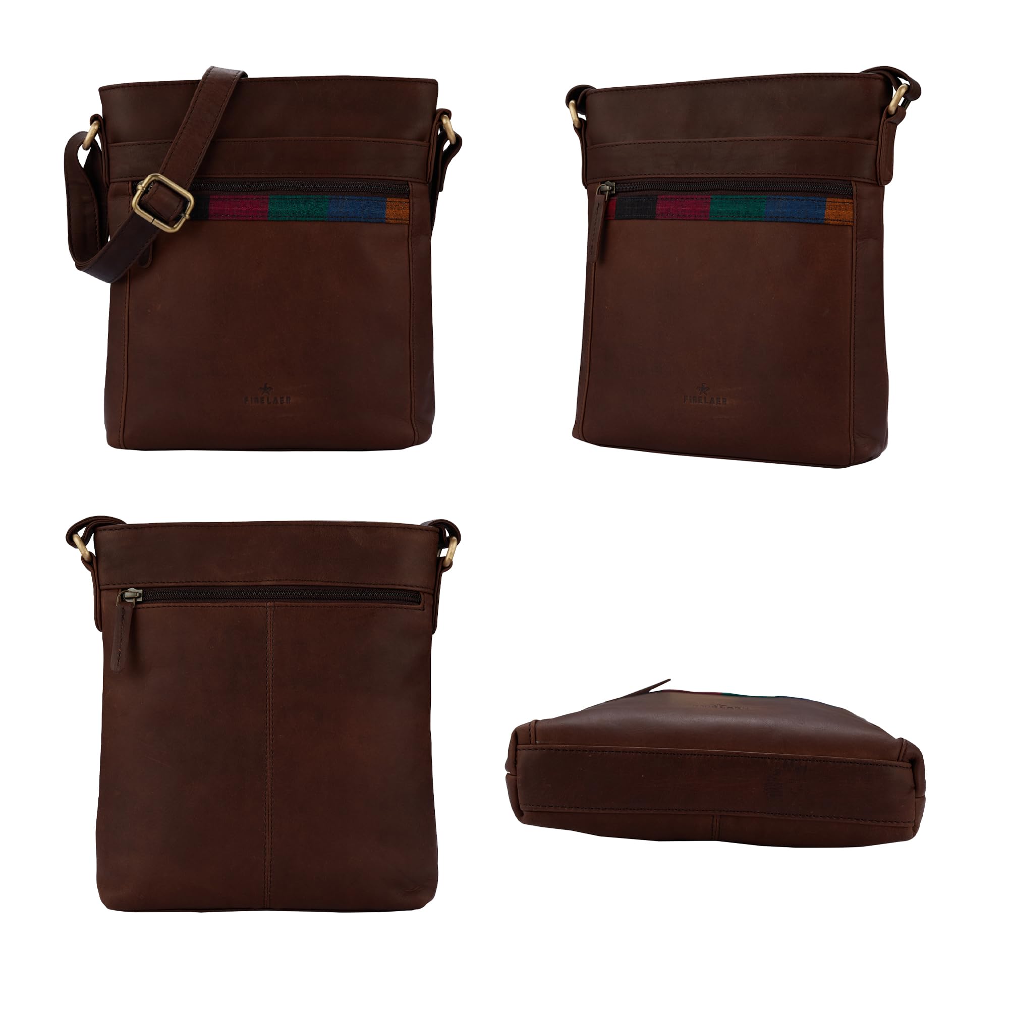 FINELAER Genuine Leather Crossbody Bag for Women - Small Purse with Zipper Pocket - Perfect for Everyday Use, Travel & Shopping