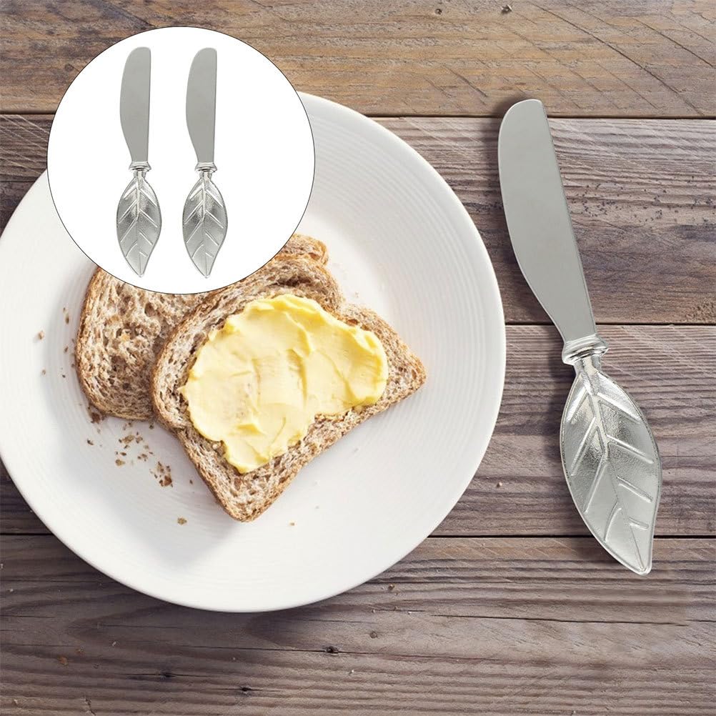 3-Piece Zinc Alloy Butter Cutter Set - Leaf-Shaped Cheese Spreader & Scraper for Peanut Butter, Jam, Cream Cheese | Kitchen Utensils for Baking, Cooking & Food Prep