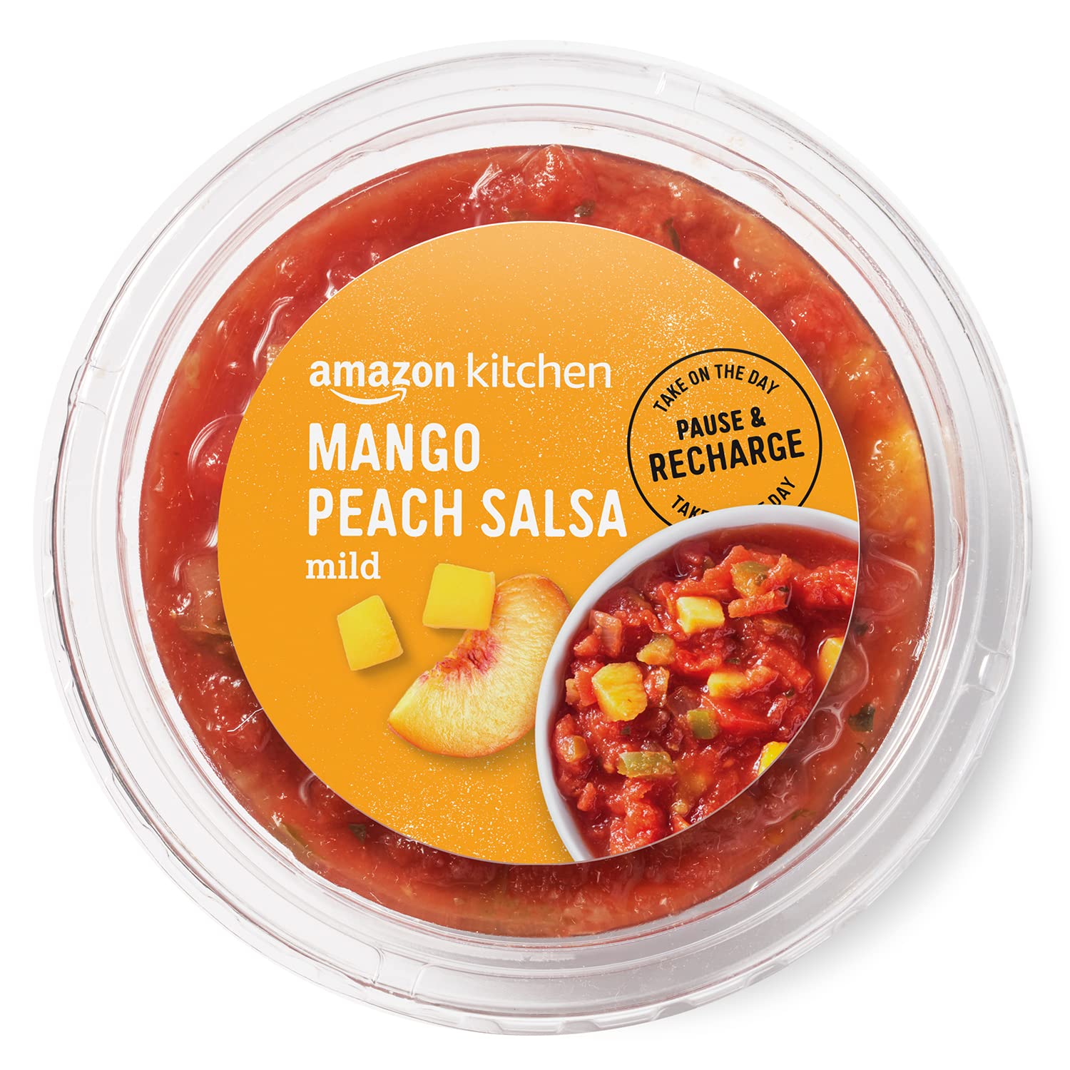 Amazon Kitchen Mango Peach Salsa - Mild Flavor 16 Oz Jar | Perfect for Chips, Tacos, Grilled Meals & Party Dips