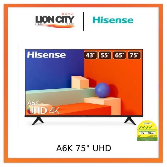 Hisense A6K 75-Inch 4K UHD Smart TV with HDR, Android TV, Voice Remote - Perfect for Home Theater, Gaming & Streaming Netflix, Disney+