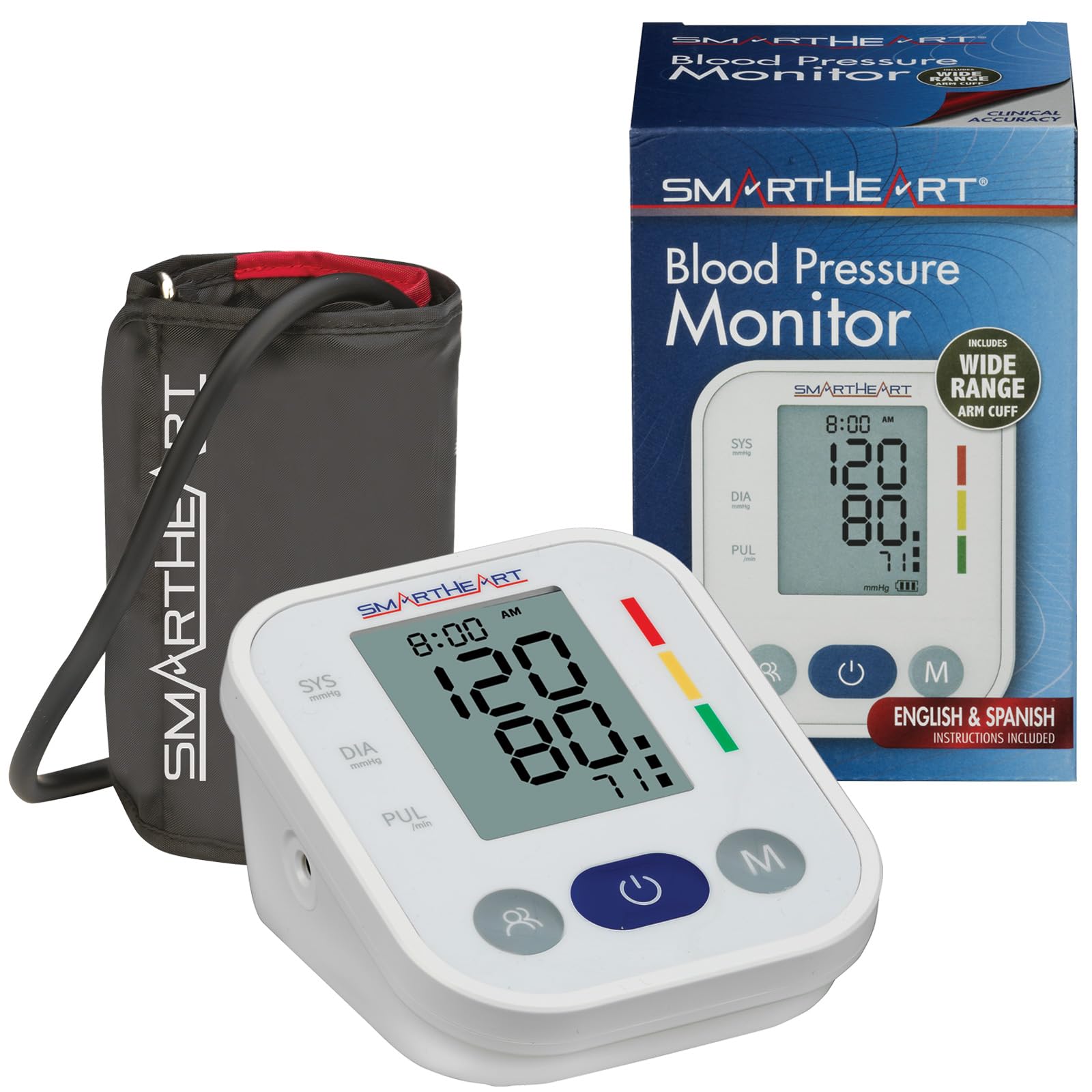 SmartHeart Automatic Blood Pressure Monitor - Wide Range Arm Cuff (22-42cm) with 2-User Memory & 198 Readings Storage | Movement Detection | Easy One-Touch Operation | Home Use & Doctor Recommended