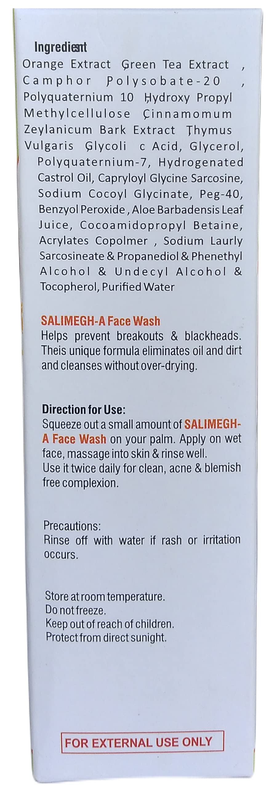Salimegh Face Wash with Orange Extract & 2% Glycolic Acid for Combination to Oily & Acne-Prone Skin - 60gm | Gentle Daily Cleanser for Clear, Glowing Skin | Perfect for Morning & Night Skincare Routine