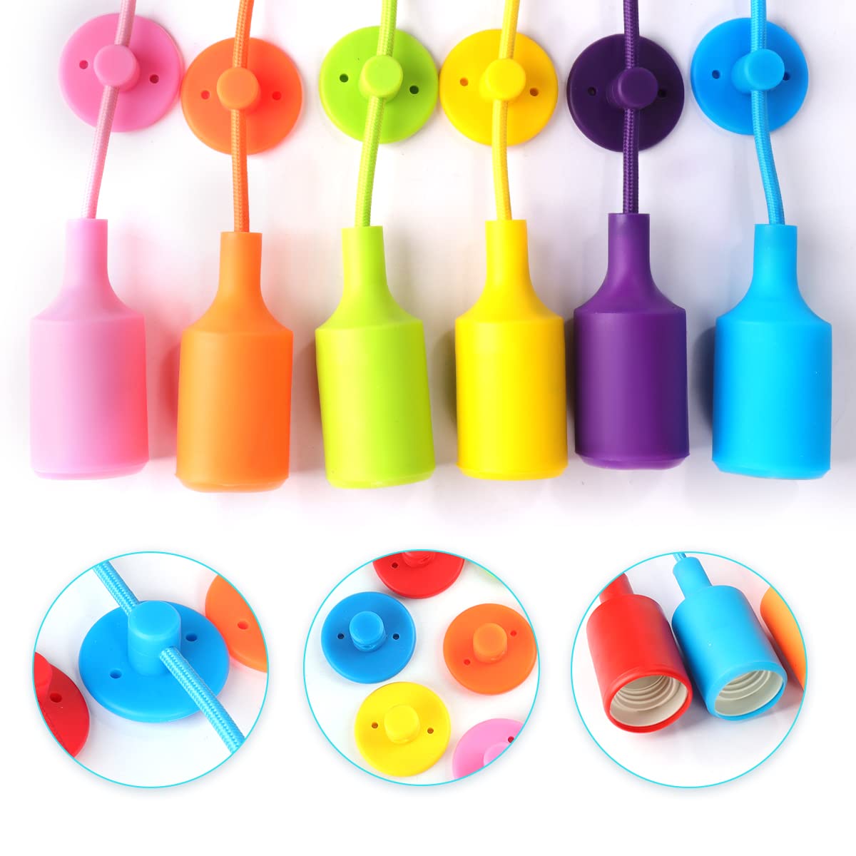 MICHALLA 6-Arm Adjustable Spider Chandelier - Colorful Kids Ceiling Light Fixture with E26/27 Base for Bedroom, Nursery, Playroom & Dining Room - Fun DIY Pendant Lighting for Boys and Girls Rooms