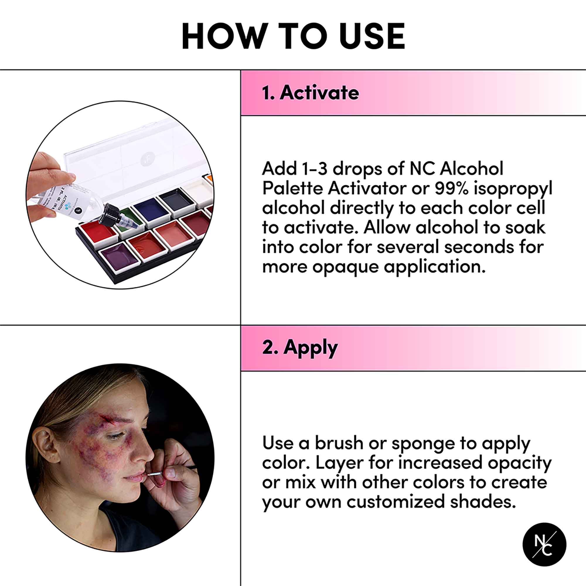 12 Color FX Alcohol Activated Palette - Professional Face & Body Paint for Halloween, Cosplay & Special Effects Makeup