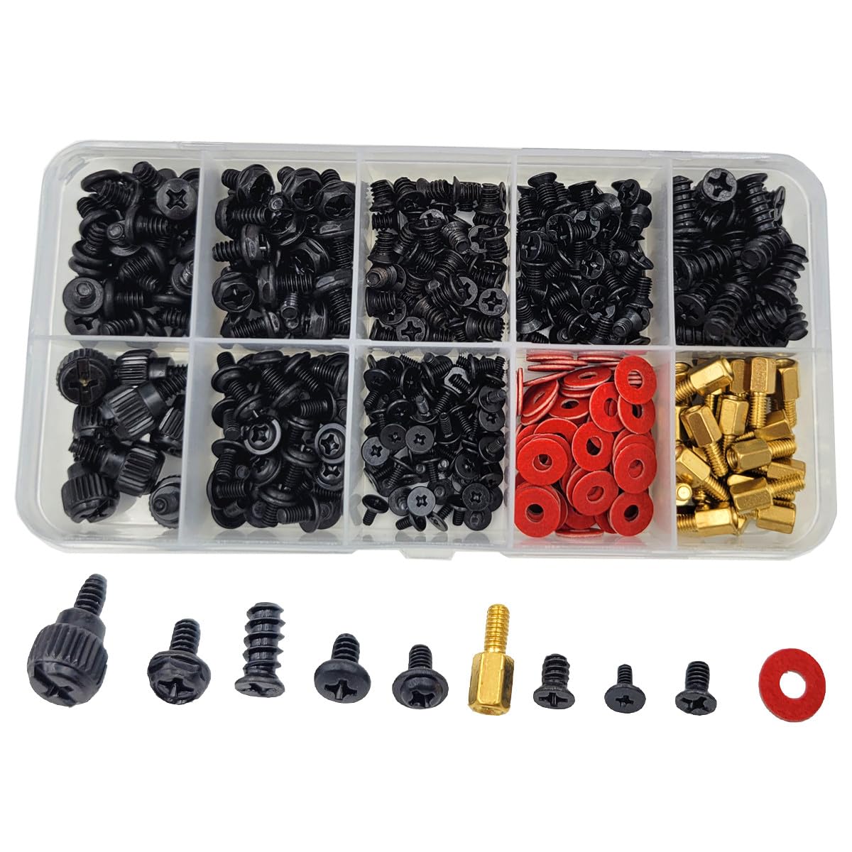 Tom's World 418-Piece Computer Screw Assortment Kit - Motherboard, HDD, SSD, Cooling Fan, ATX Case & Laptop Repair Screws & Standoffs | Perfect for PC Building, Hardware Upgrades & Electronics Maintenance