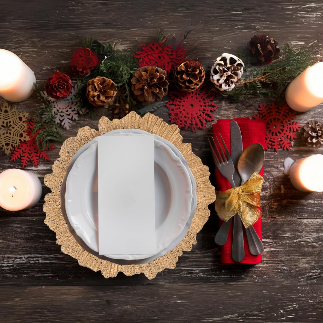 Koyal Wholesale Bulk Gold Starburst Glass Charger Plates - Set of 4 for Wedding, Party, and Holiday Table Decor