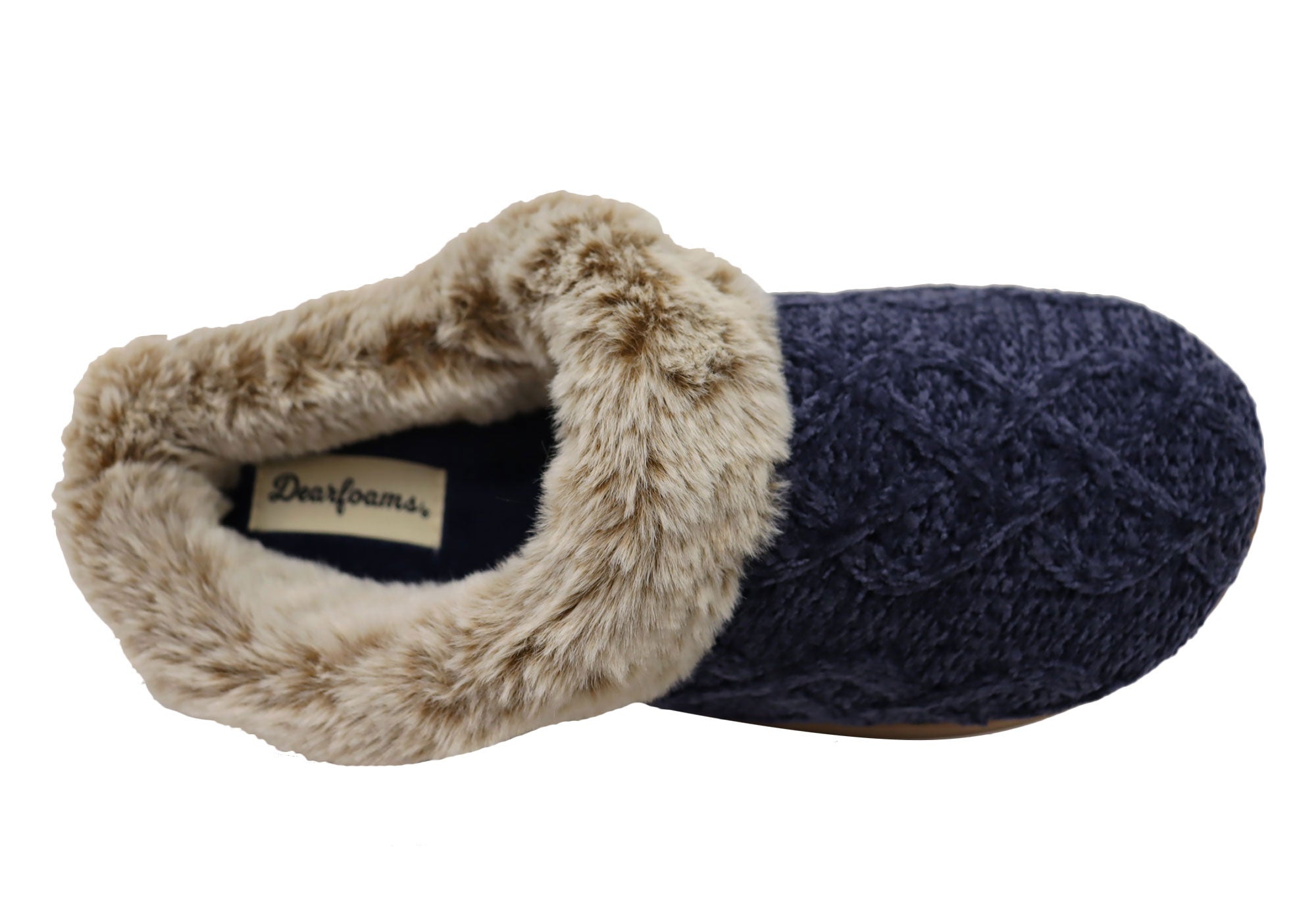 Dearfoams Women's Comfortable Hannah Chenille Knit Clog Slippers - Cozy House Shoes for Indoor Relaxation & Lounging