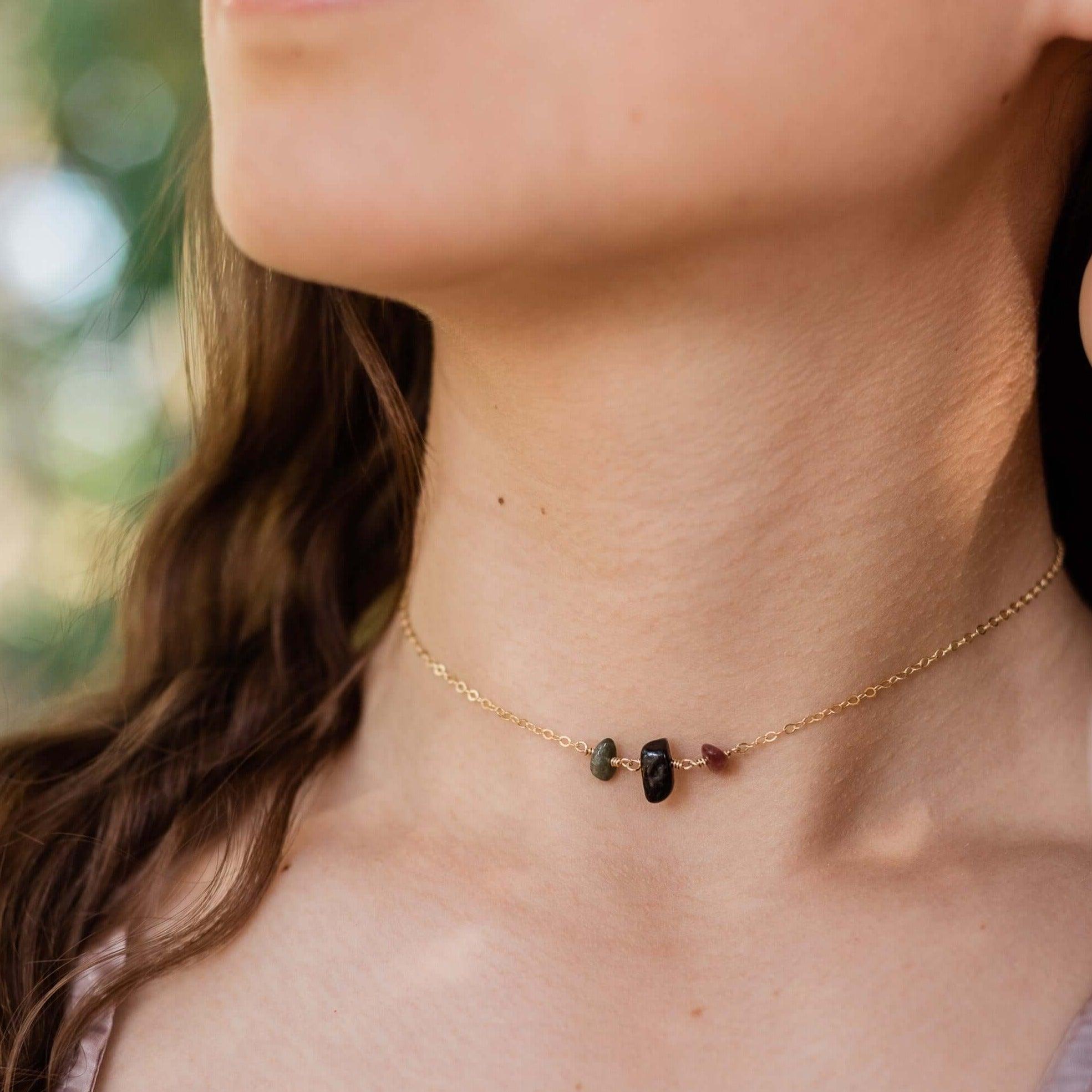 Stylish Tourmaline Beaded Chain Choker Necklace for Women - Perfect for Parties, Weddings & Everyday Fashion