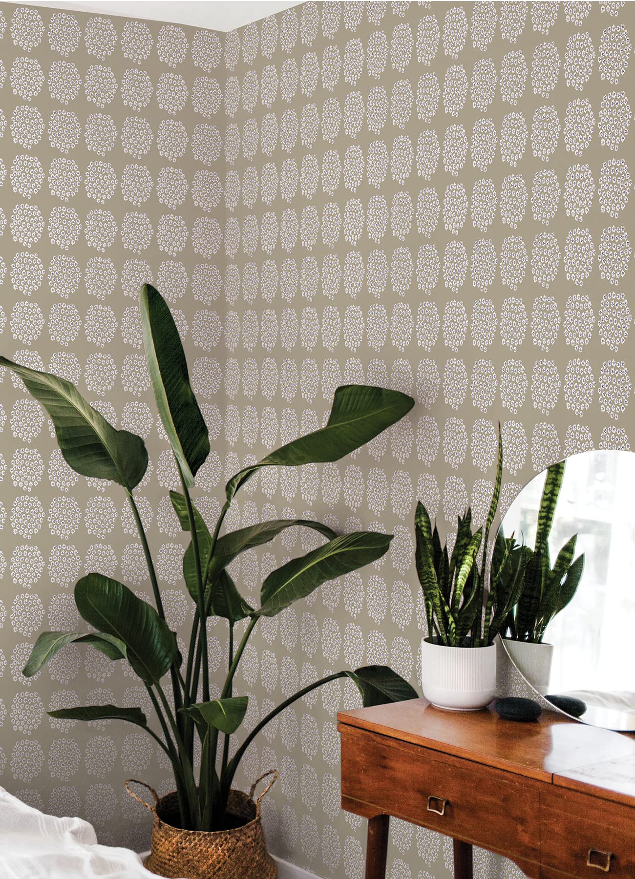 MARIMEKKO Taupe Puketti Peel & Stick Wallpaper - Self-Adhesive Removable Wallpaper for Home Decor, Bedroom, Living Room, Nursery & Office