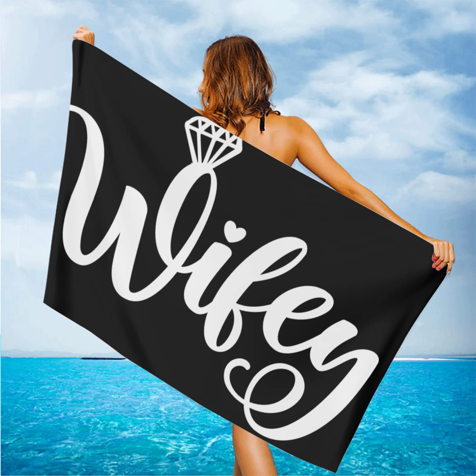 **Feelacle Large Absorbent Sand-Free Beach Towel for Women - Quick Dry Bath Towel, Soft Hand Towel for Swimming, Pool, Spa & Bathroom - Perfect Bride & Wifey Gift**    *(Use Case: Ideal for beach trips, poolside lounging, spa relaxation, or as a thoughtful gift for brides and wives.)*