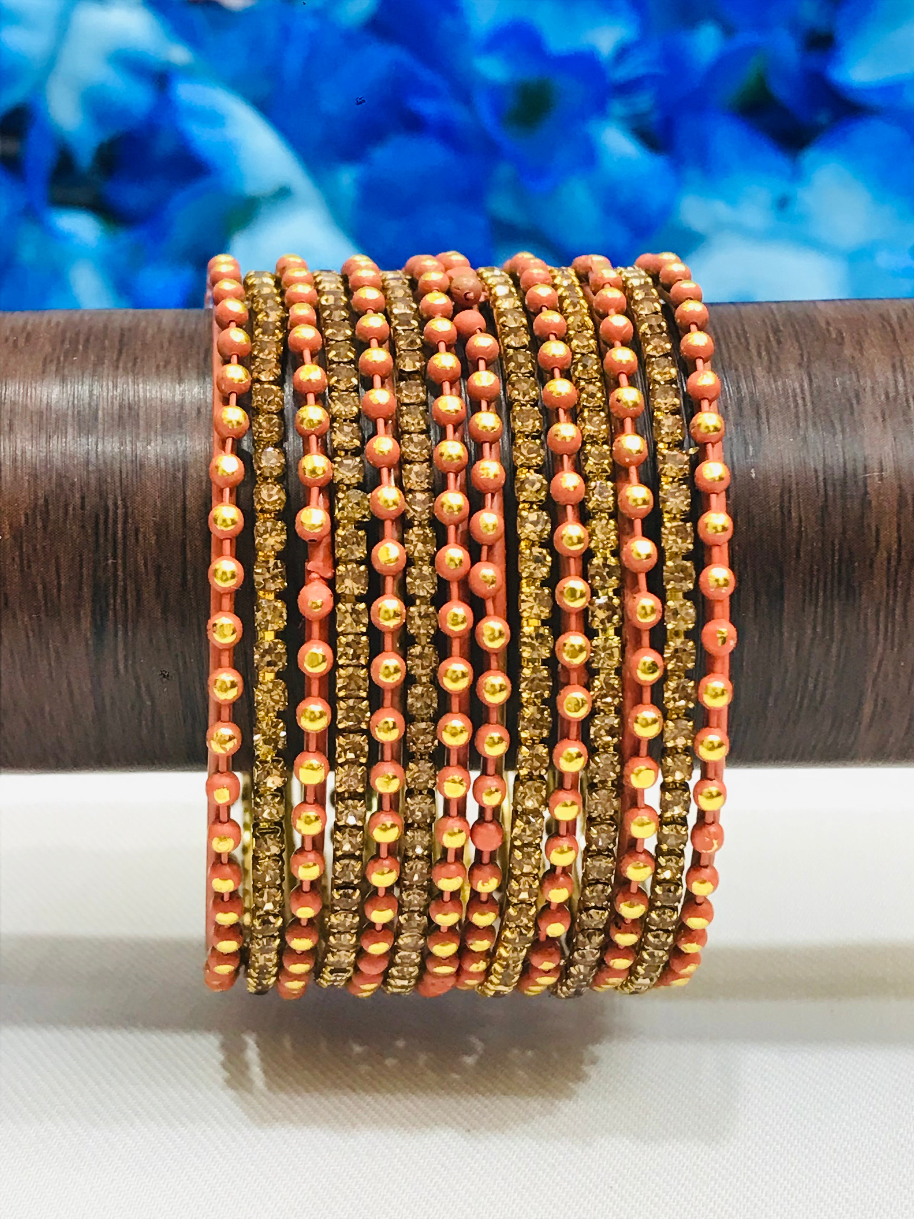 Stylish Orange Metal Bangles Set for Women & Girls - Fashion Jewelry for Parties, Weddings & Everyday Wear