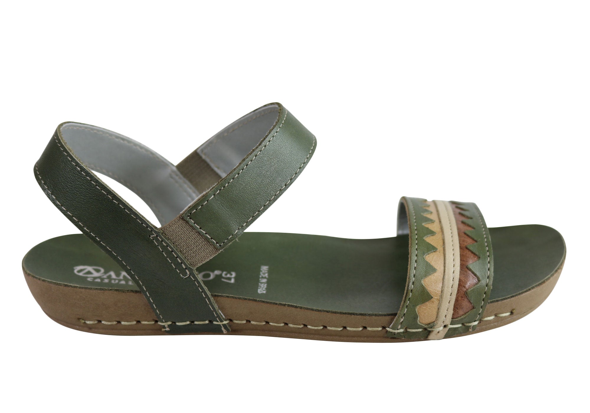 Andacco Women's Comfortable Leather Flat Sandals - Handmade in Brazil - Perfect for Summer, Beach & Casual Outfits