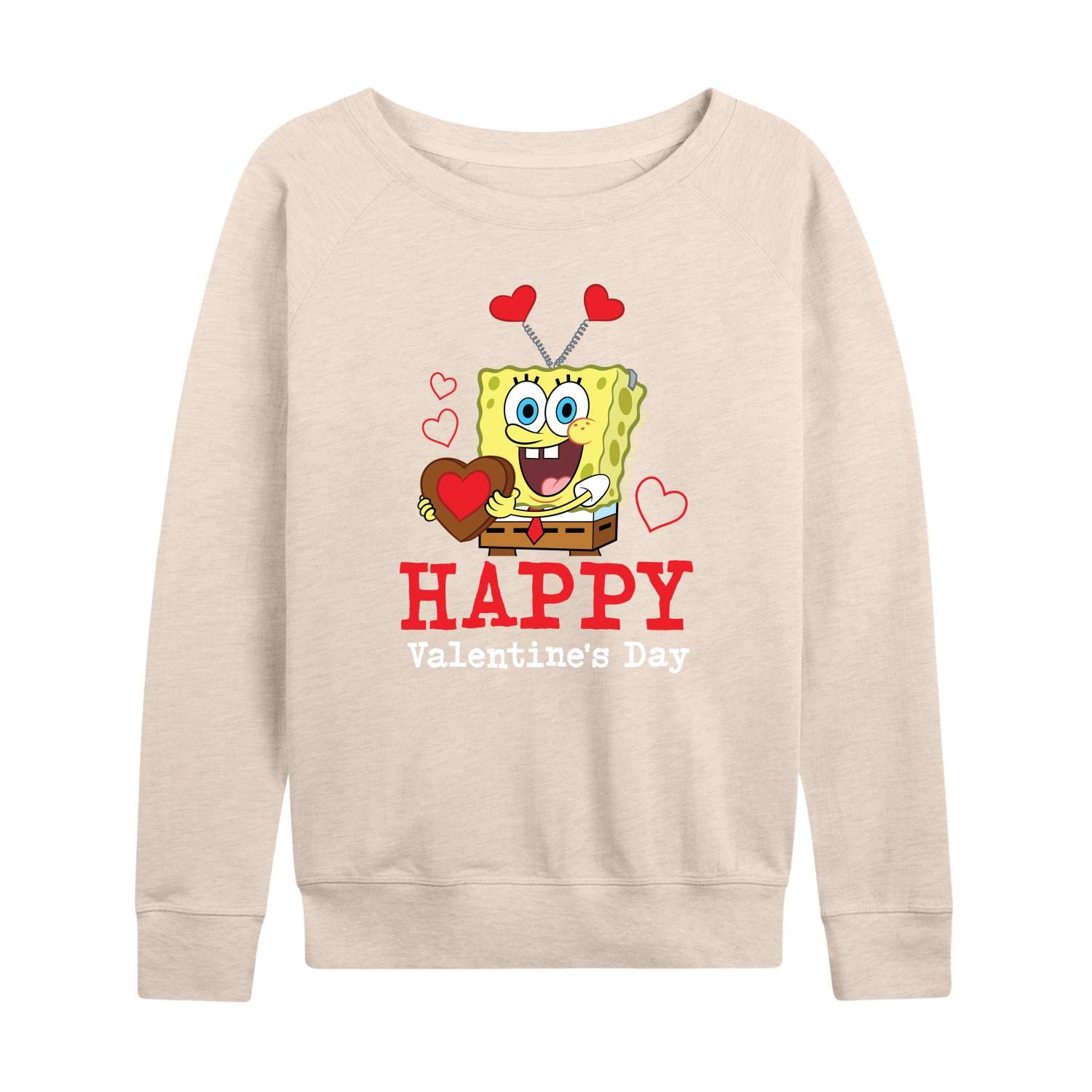 SpongeBob SquarePants Valentine's Day Sweatshirt for Women - Lightweight French Terry Pullover Hoodie - Large Size - Perfect for Casual Wear, Gift Giving & Themed Parties