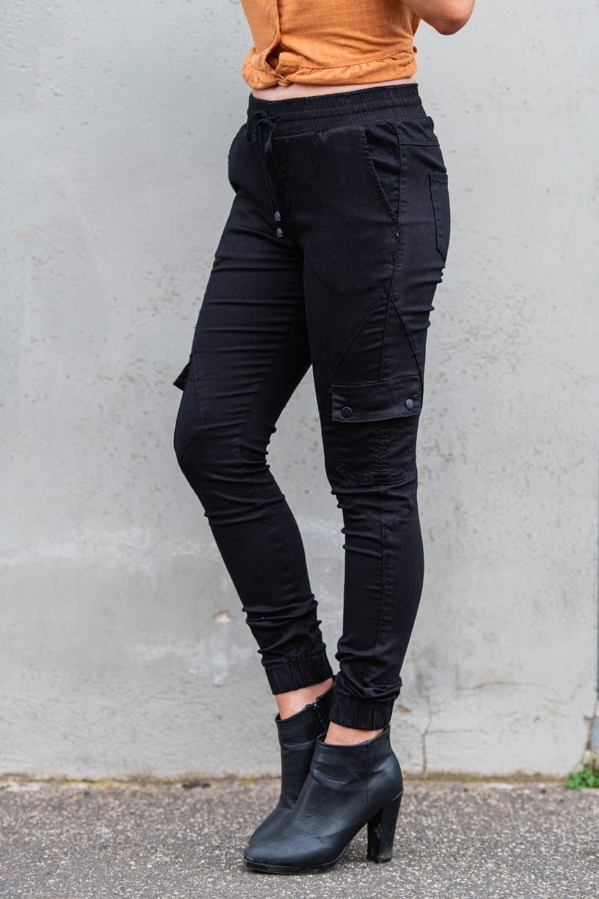 **Country Denim Australia Cuff Black Cargo Jogger Pants for Men - Stylish & Comfortable for Casual Wear, Workout, and Outdoor Activities**
