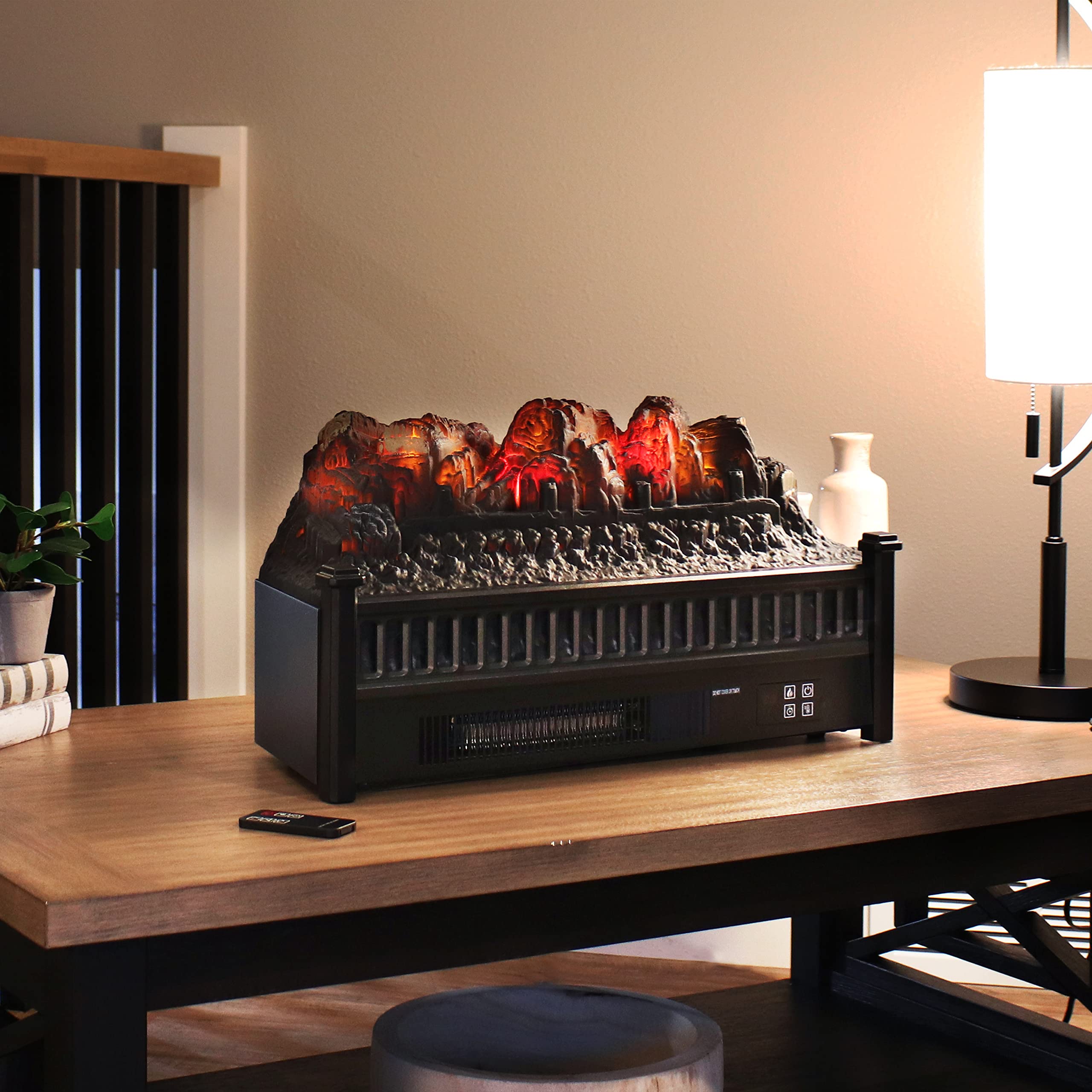 Sunnydaze Electric Fireplace Insert Heater with Realistic Heated Logs - 1500W Indoor Fireplace Heater - Polypropylene Construction - Perfect for Living Room, Bedroom & Office Warming