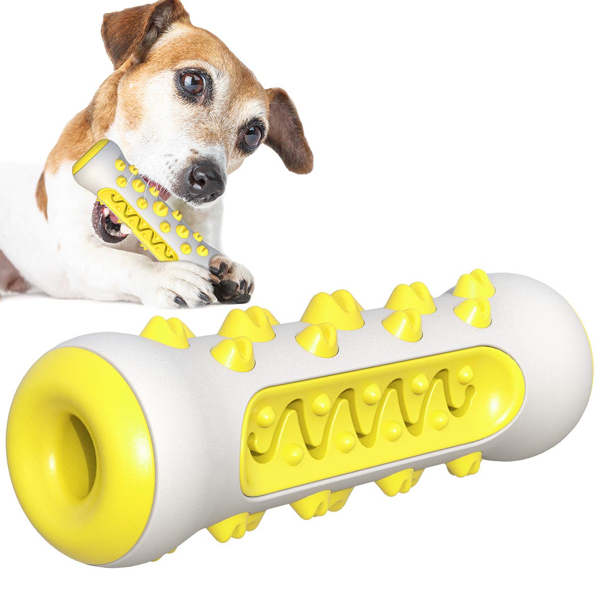 KBMIMOY Interactive Dog Chew Toys for Puppies - Dental Teething Chewers with Toothbrush Design for Small Dogs (Yellow) - Perfect for Puppy Teething Relief & Dental Health