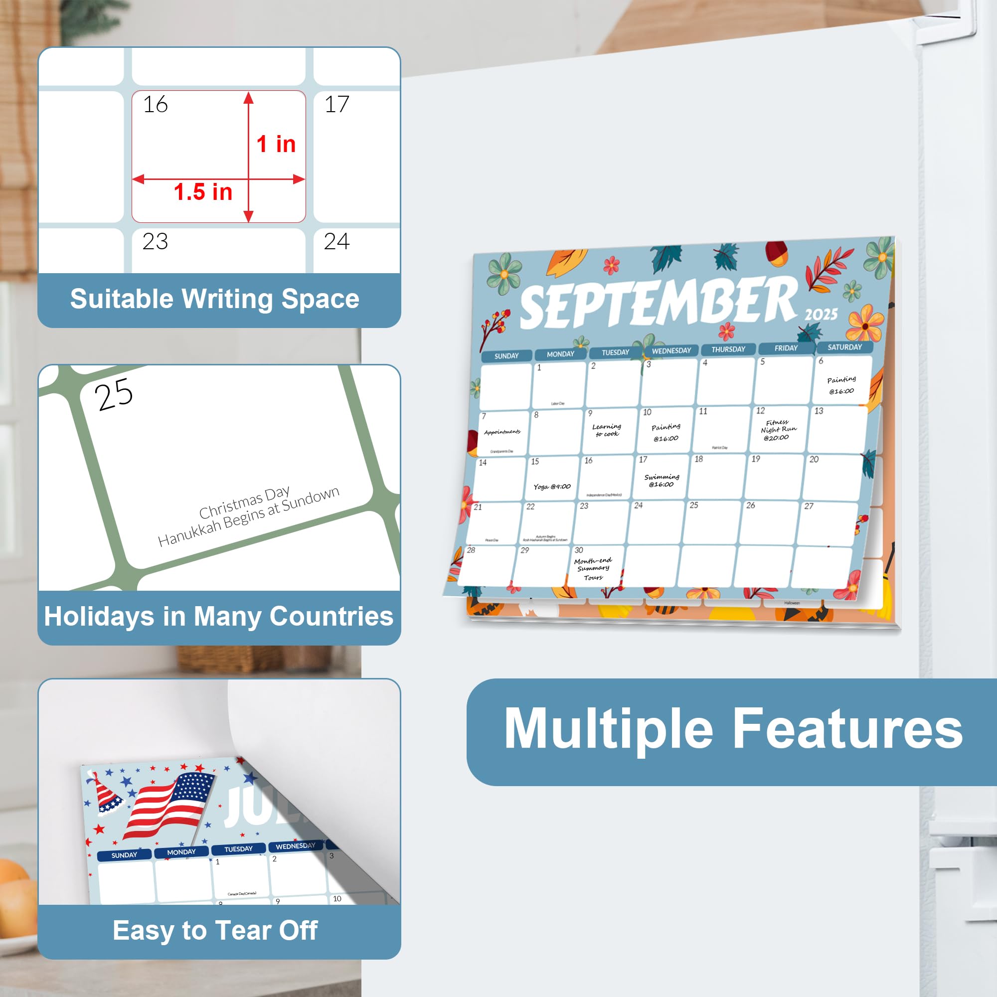 GNL 2025-2026 Magnetic Refrigerator Calendar - 18 Month Monthly Planner from Now to December 2026 with Strong Magnet - 8.5