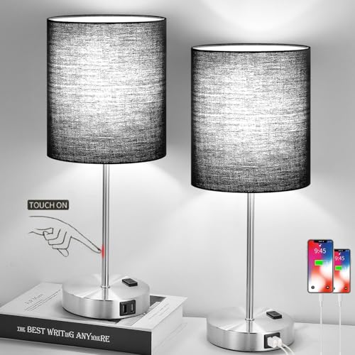Black & Brushed Nickel(Base)-Two 5000K Bulbs Included