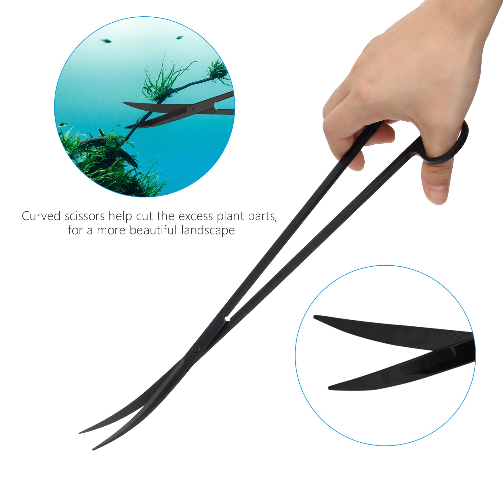 Premium 15in Stainless Steel Aquarium Aquascape Tools Kit - 4-in-1 Anti-Rust Aquatic Plant Scissors, Tweezer & Spatula Set for Fish Tank Cleaning & Plant Trimming | Perfect for Freshwater & Saltwater Aquariums, Aquascaping Enthusiasts & Professional Maintenance