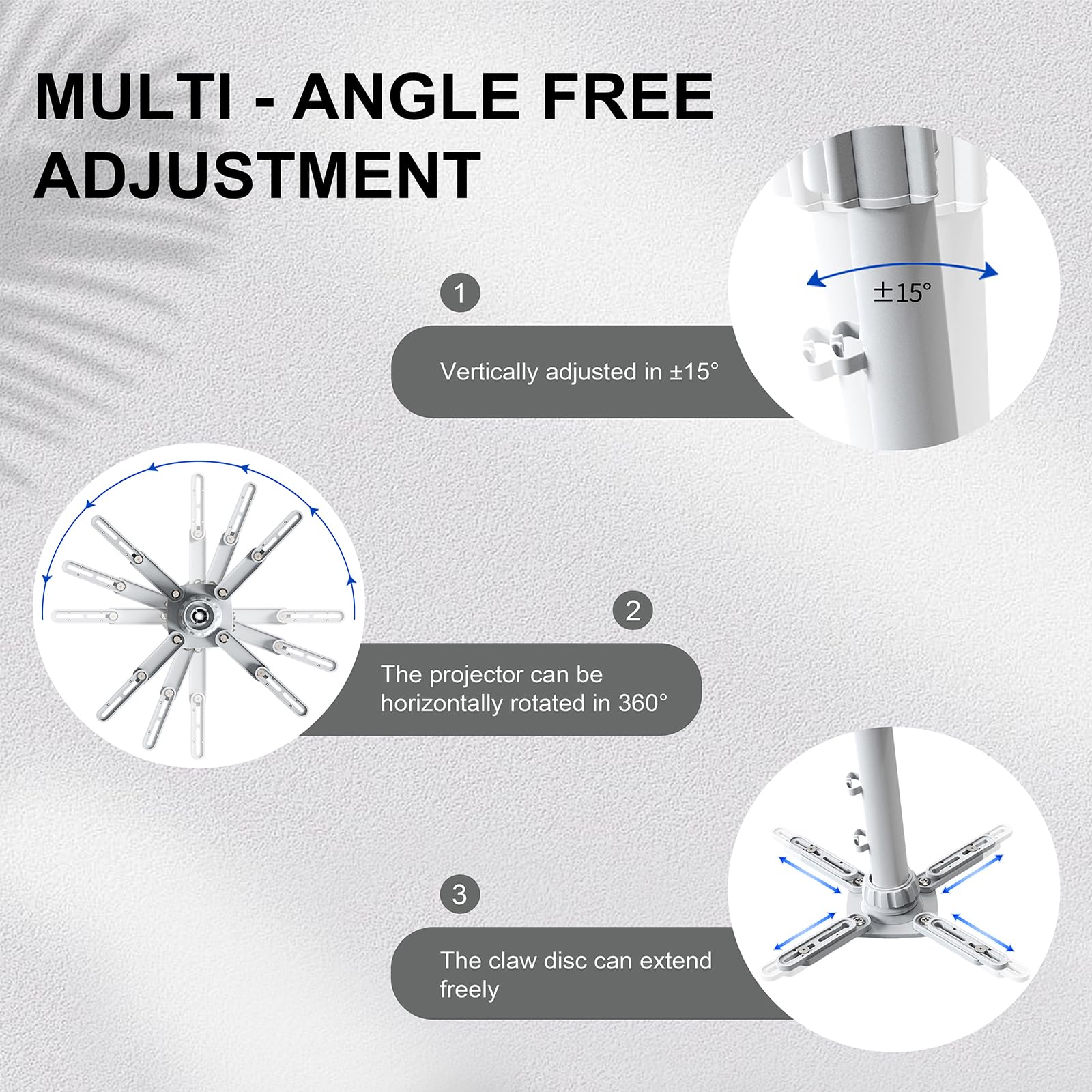 Universal Projector Ceiling Mount Bracket - Adjustable Height Extendable Arms for Home Theater & Office - Compatible with Most Projectors - Perfect for Movie Nights & Business Presentations