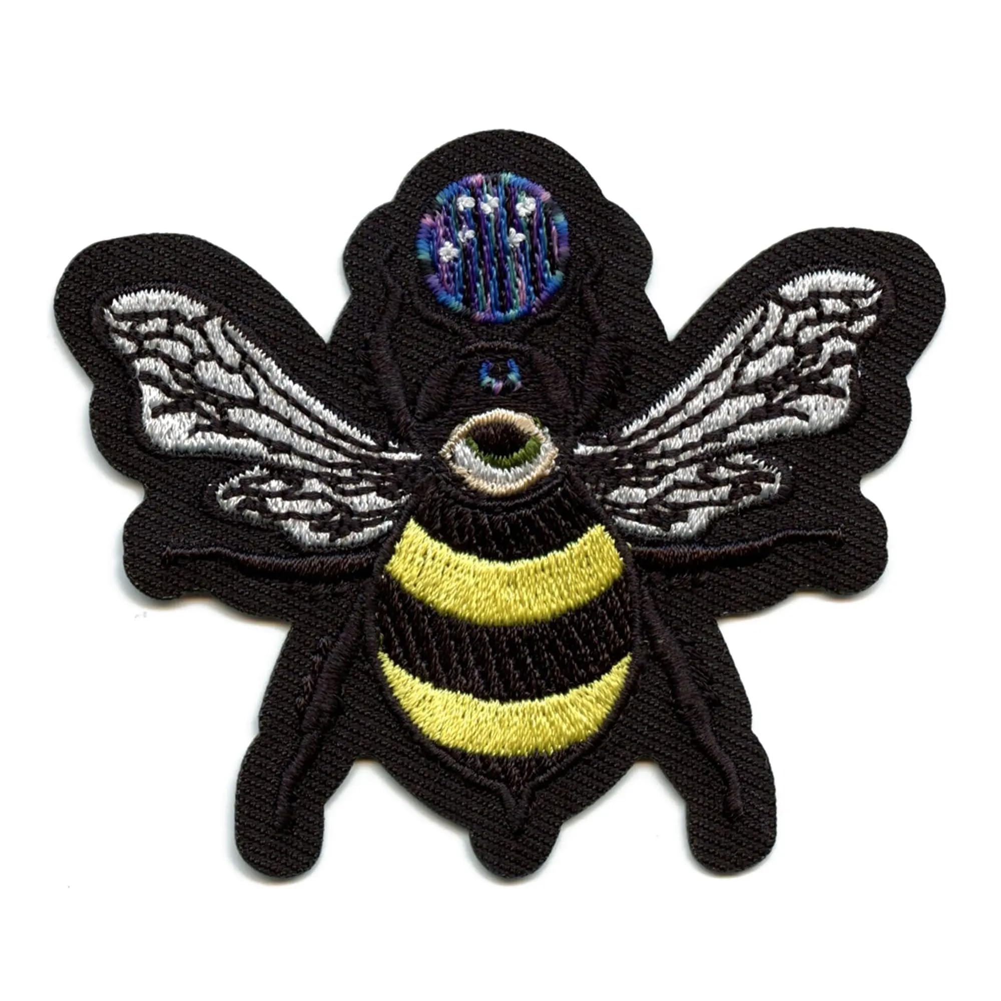 Mystical Bee Patch Crystal Ball & Moon Embroidered Iron On Patch for Jackets, Bags, and DIY Crafts - Exclusive Design for Fashion & Accessories