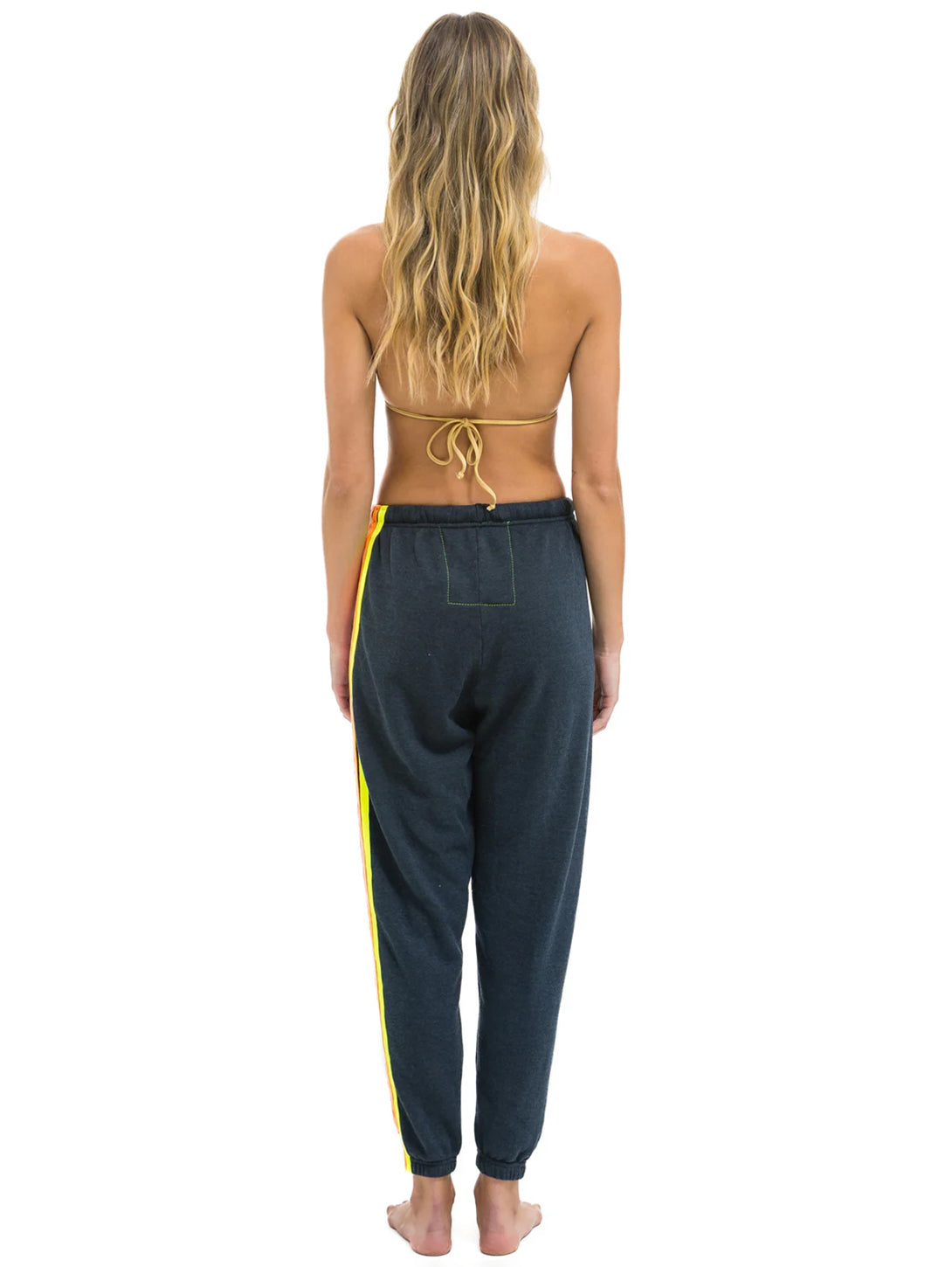 5-Stripe Comfortable Sweatpants for Men & Women - Charcoal with Neon Accents - Perfect for Gym, Lounge & Casual Wear