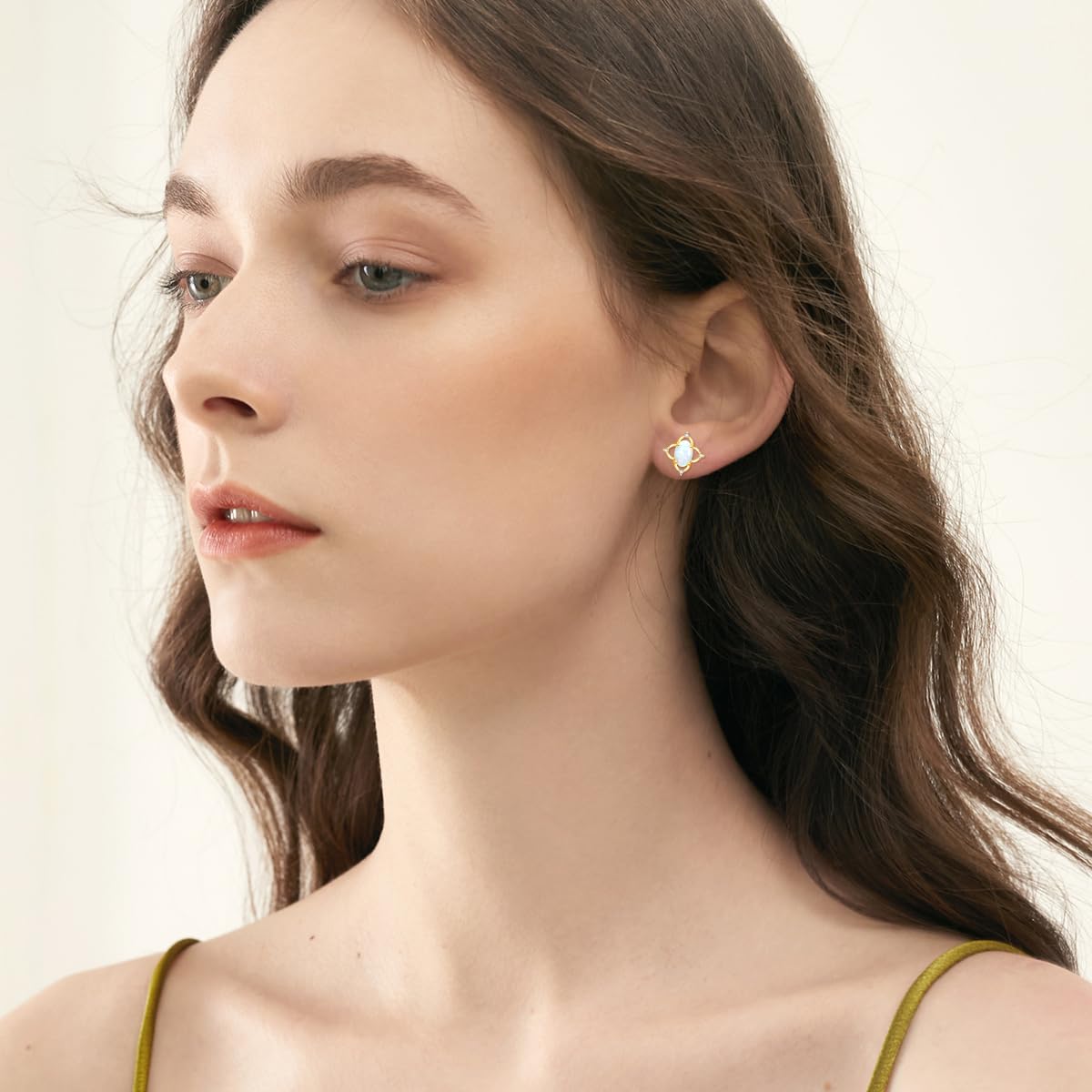 14K Solid Yellow Gold Opal Earrings - Flower, Triangle, Star & Vintage Stud Earrings for Women | Elegant Opal Jewelry Gift for Birthday, Anniversary & Special Occasions