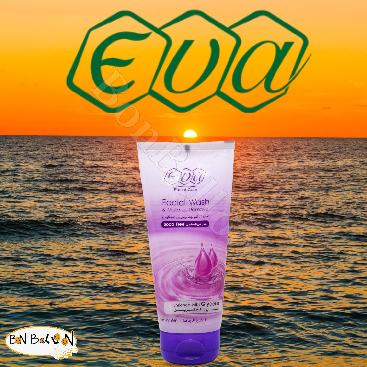 Eva Facial Wash & Makeup Remover (5.07 oz/150ml) - Glycerin Enriched Cleanser for Dry Skin, Hydrating & Soap-Free Formula - Perfect for Nighttime Routine & Gentle Makeup Removal