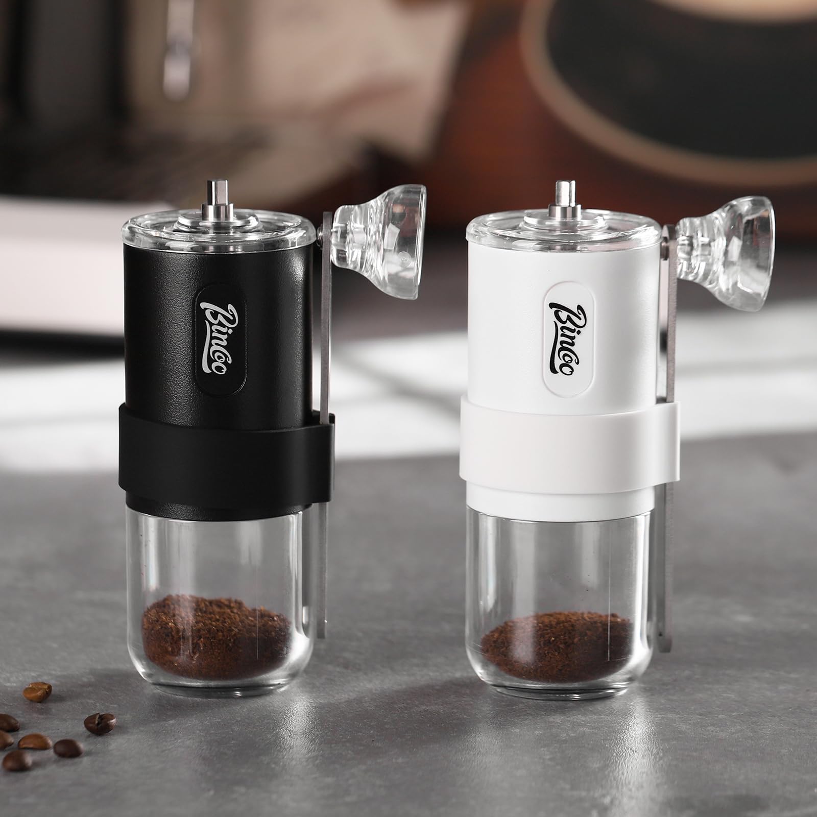 Premium Portable Manual Coffee Grinder with Ceramic Burr - Adjustable Coarseness, Foldable Design for Travel, Camping & Outdoor Adventures - Perfect for Fresh Coffee Brewing at Home, Office or On-The-Go (White)