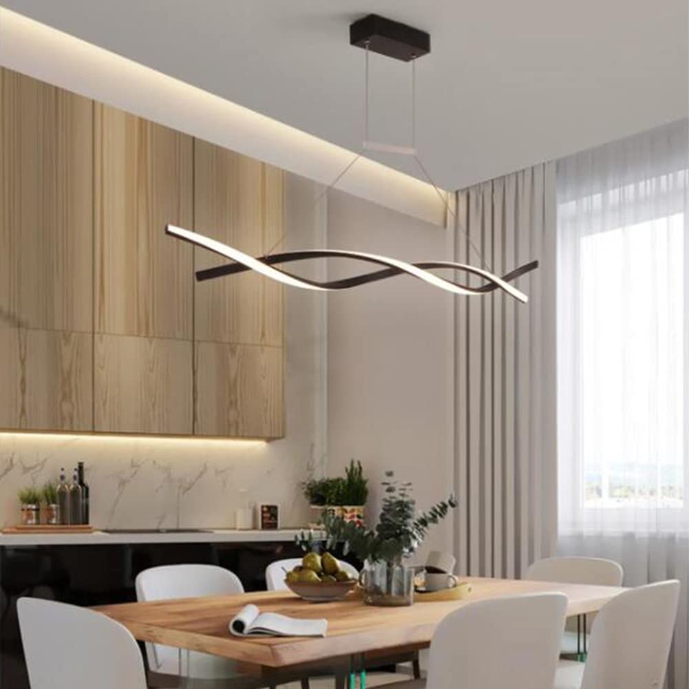 Modern LED Chandelier Light - Dimmable 3000K~6500K with Remote Control, Adjustable Hanging Ceiling Lamp for Dining Room, Living Room, Bedroom, Kitchen & Study | Flush Mount Pendant Lighting for Home Decor & Ambient Lighting