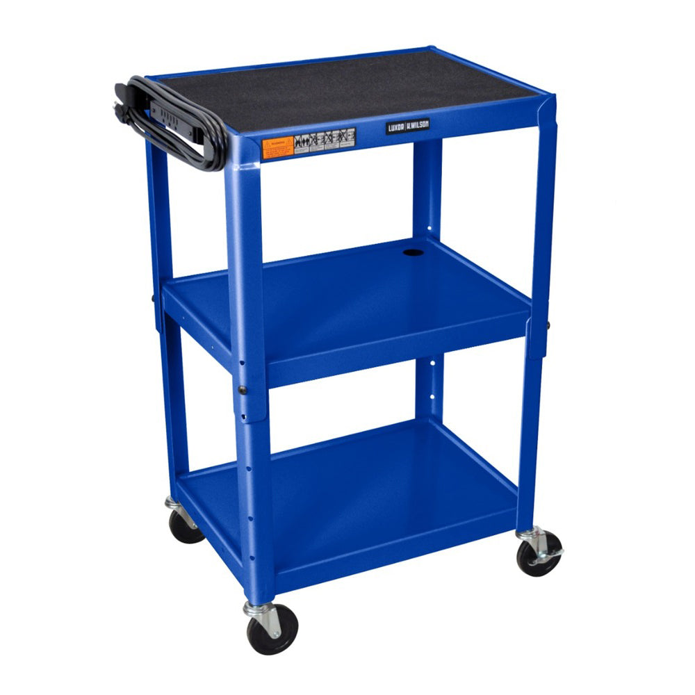Adjustable Height Steel Utility Cart with Wheels - Heavy Duty Rolling Kitchen Cart for Home, Office, Garage Storage & Organization - Perfect for Moving Supplies, Groceries, and Workshop Tools