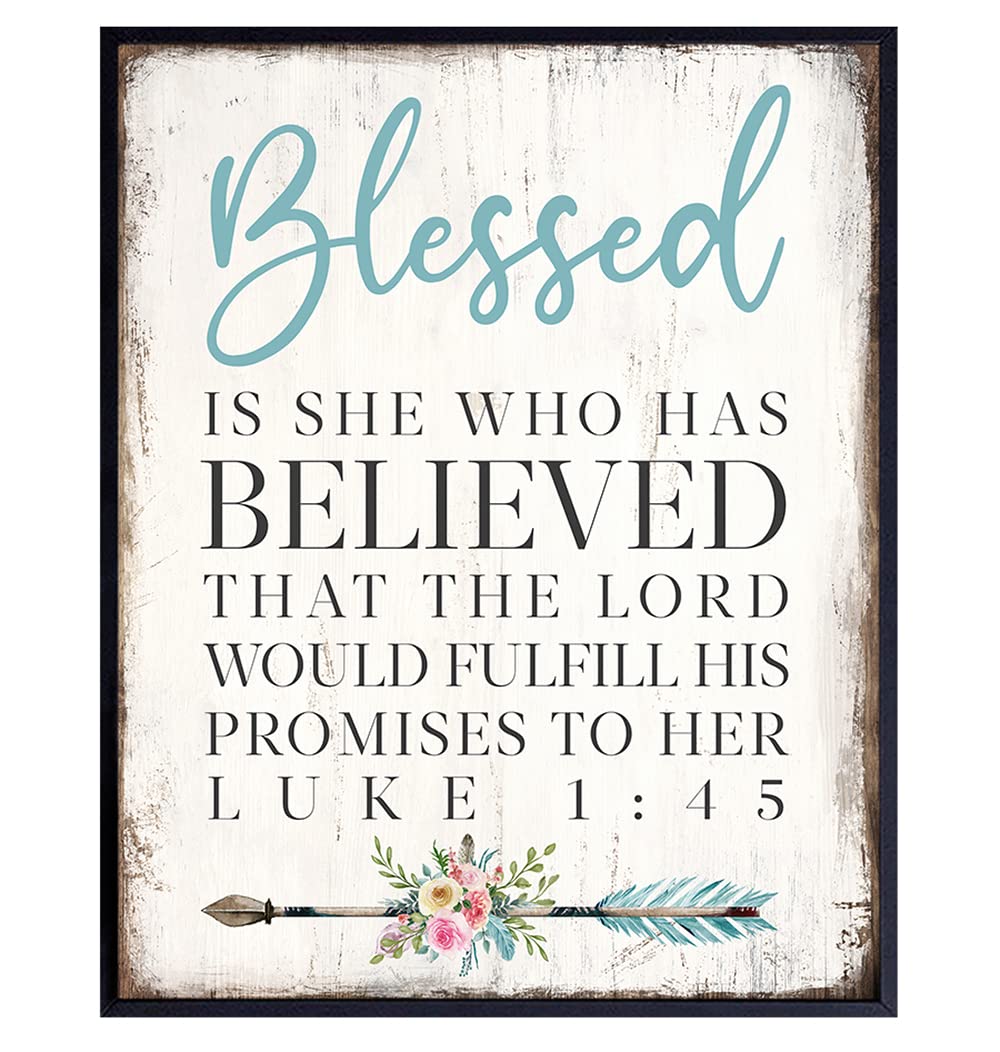 Christian Gifts for Women - Blessed Wall Decor - Bible Verses Art - Perfect for Home & Church