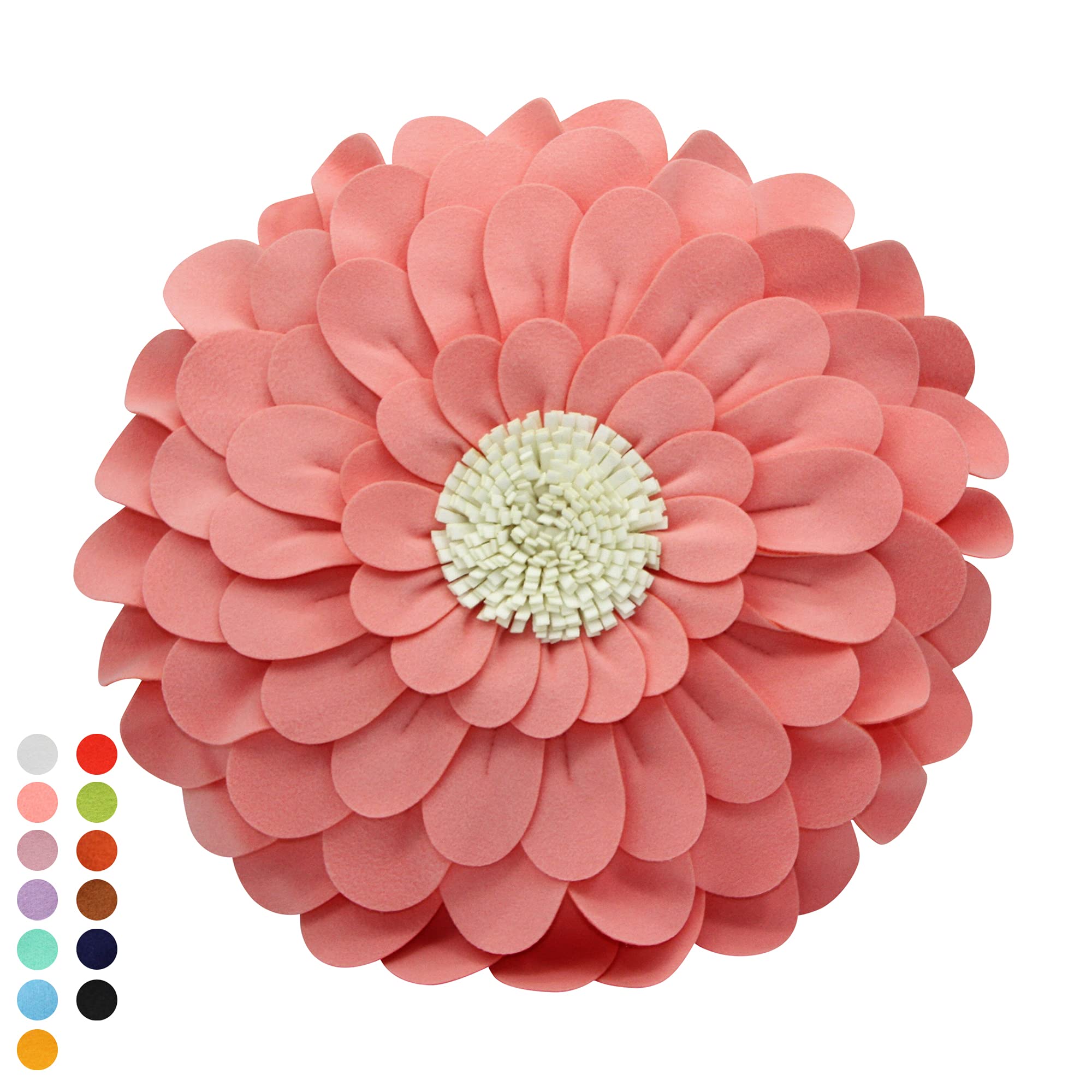 3D Happy Daisy Flower Throw Pillow - Decorative Flower Shaped Pillow for Home Décor - Soft & Cozy Round Cushion for Sofa, Bed, Nursery - Unique Patented Design - Perfect for Living Room, Bedroom, Dorm Decor