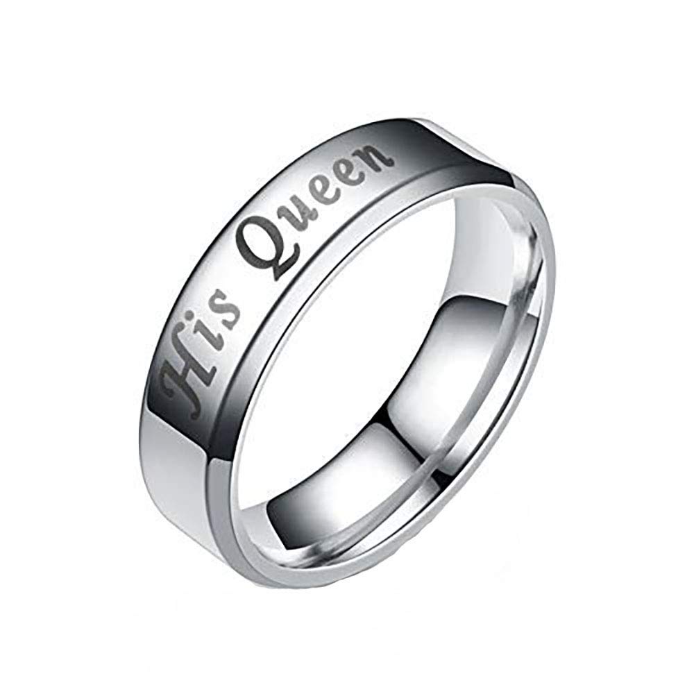 His & Hers Matching Wedding Bands Set - Stainless Steel Couples Rings for Men & Women | Her King Black & His Queen Silver Bridal Rings | Perfect for Anniversaries, Vows Renewal & Romantic Gifts | Pack of 2