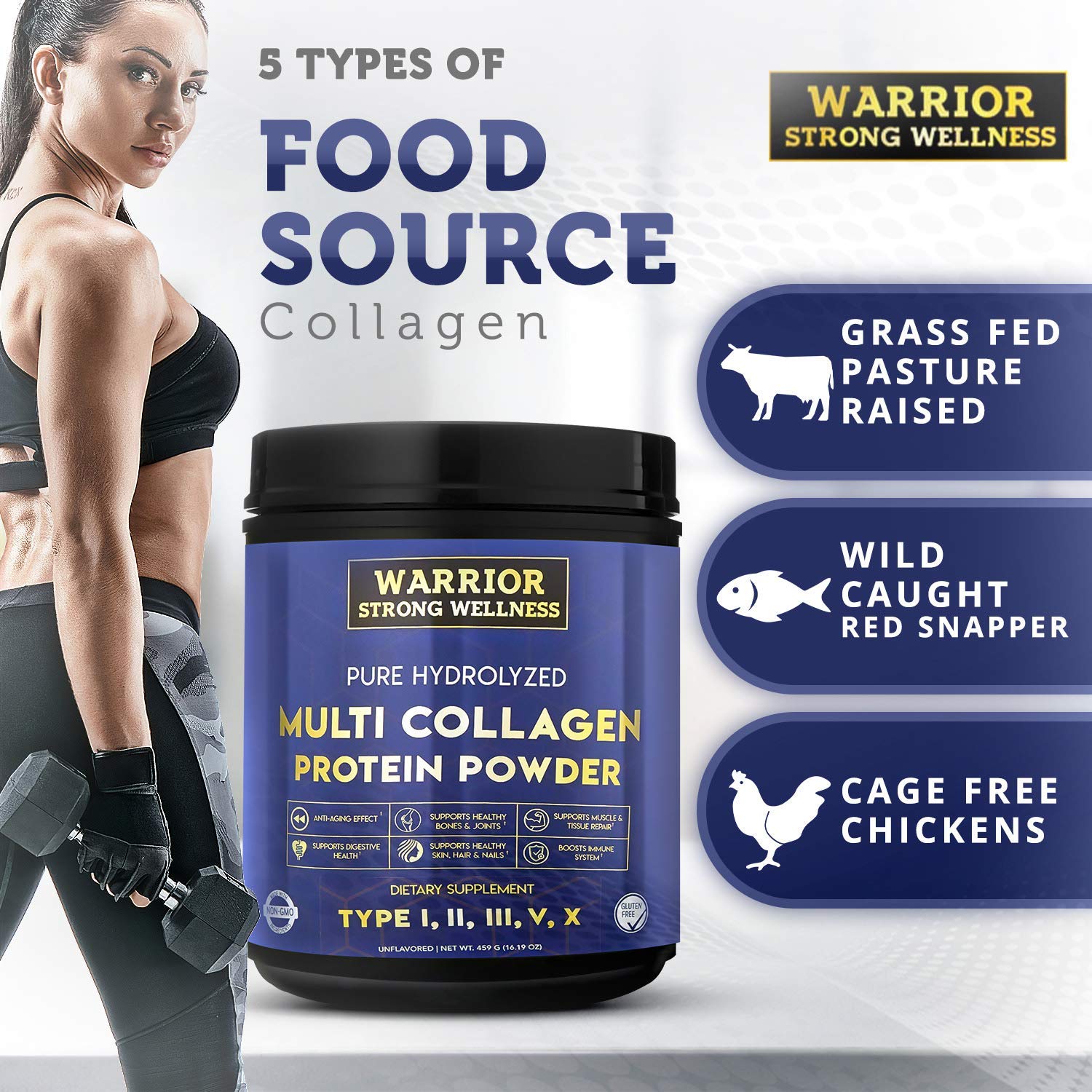 Hydrolyzed Collagen Protein Powder for Skin, Hair & Nails - Anti-Aging Supplement with Joint Support & Energy Boost - Unflavored Collagen Peptides for Women & Men - Perfect for Smoothies, Coffee & Post-Workout Recovery