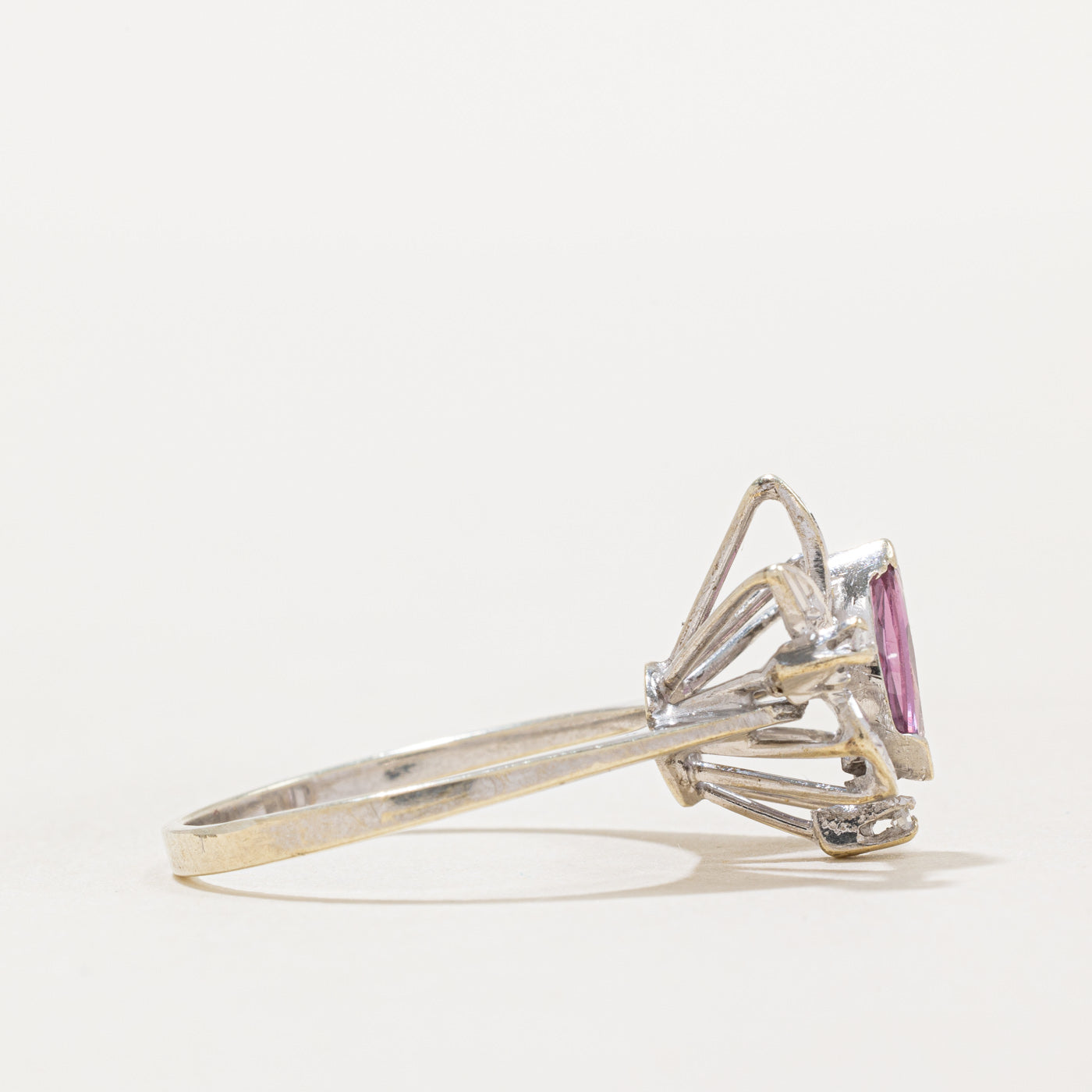 Exquisite Marquise Cut Ruby & Diamond Cocktail Ring - 0.40ct Ruby & 0.02ctw Diamonds - Size 8 - Perfect for Evening Parties, Weddings & Special Occasions