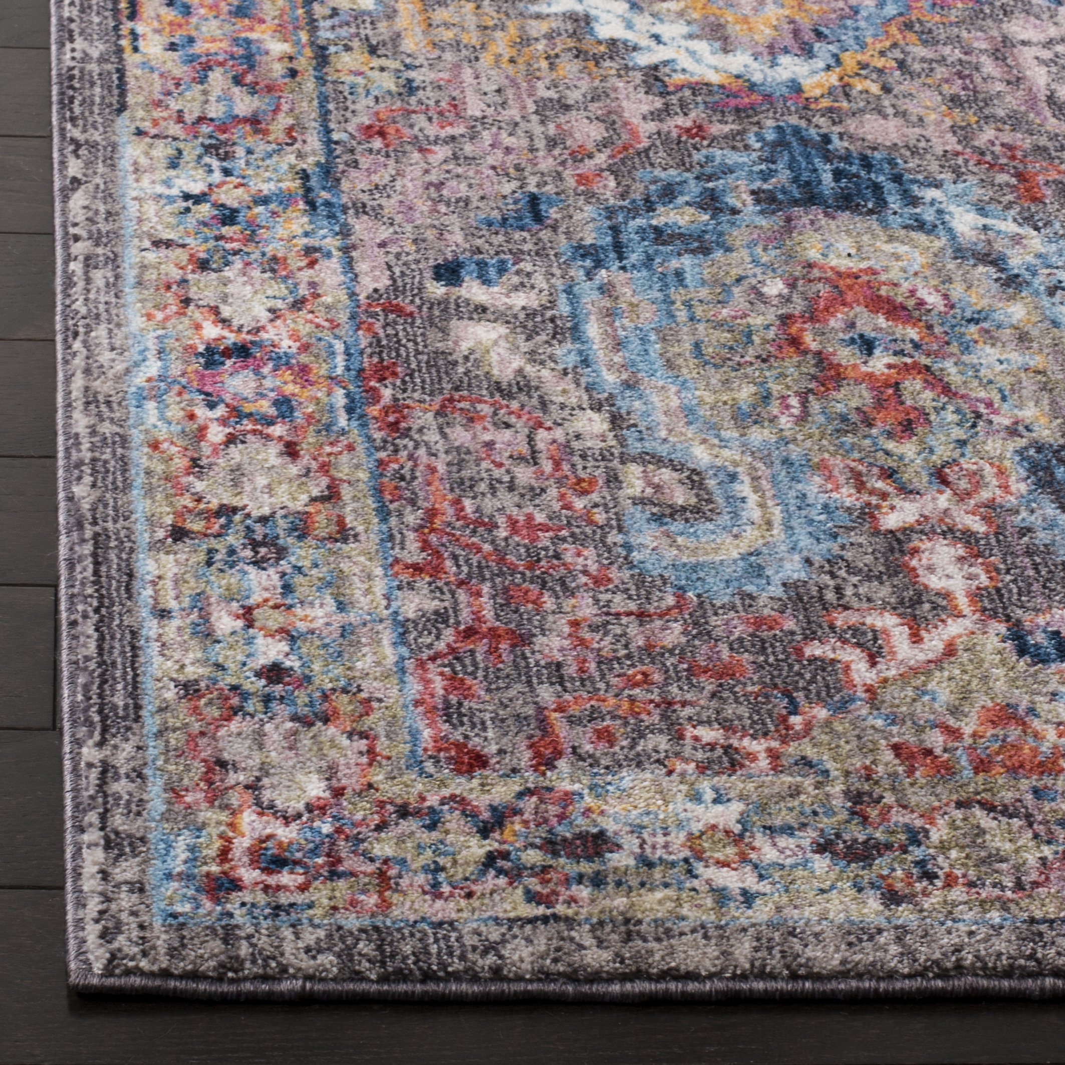 SAFAVIEH Bristol Collection 9' x 12' Area Rug - Dark Grey & Blue Bohemian Chic Distressed Design, Non-Shedding & Easy to Clean, Perfect for High Traffic Living Room, Bedroom, Dining Room & Office Spaces (BTL340A)