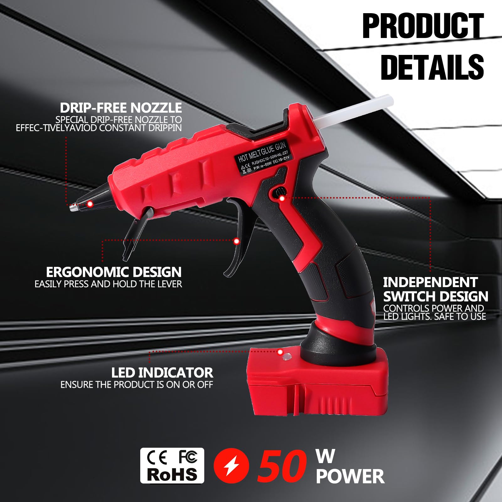 Milwaukee M18B Cordless Hot Glue Gun - 18V Max Li-ion Battery Powered, 30-Second Fast Preheat, Tool Only with 30 Glue Sticks - Perfect for Arts & Crafts, DIY Projects, Home Repairs & Woodworking