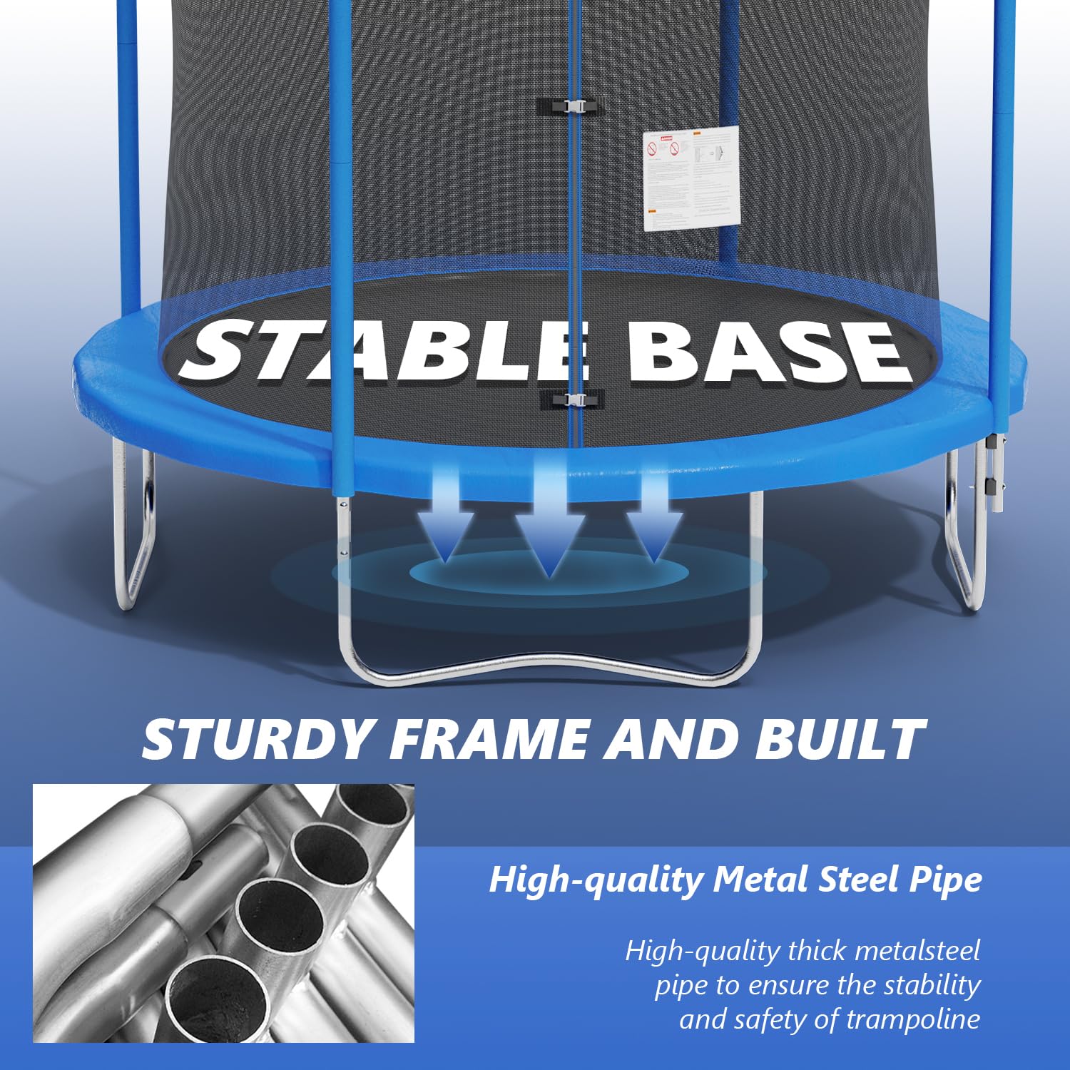 Best Heavy Duty Trampoline for Kids - Outdoor Recreational Backyard Jumping with Safety Enclosure Net - Perfect for Family Fun, Exercise & Backyard Playtime