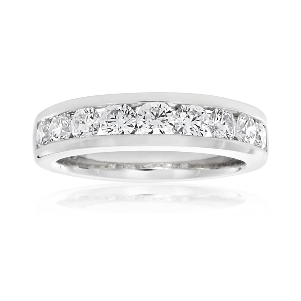 1 Carat Channel Set Flawless Cut 18K White Gold Diamond Engagement Ring - Perfect for Proposals, Weddings & Anniversary Gifts