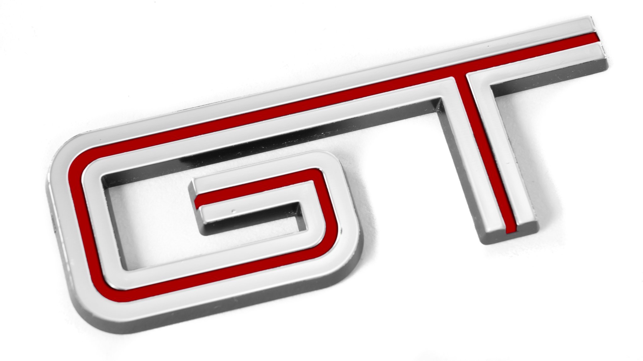 Ford Mustang GT Red & Chrome Emblem Badge - Authentic Car Decal for Mustang GT Models - Perfect for Car Enthusiasts & Customization