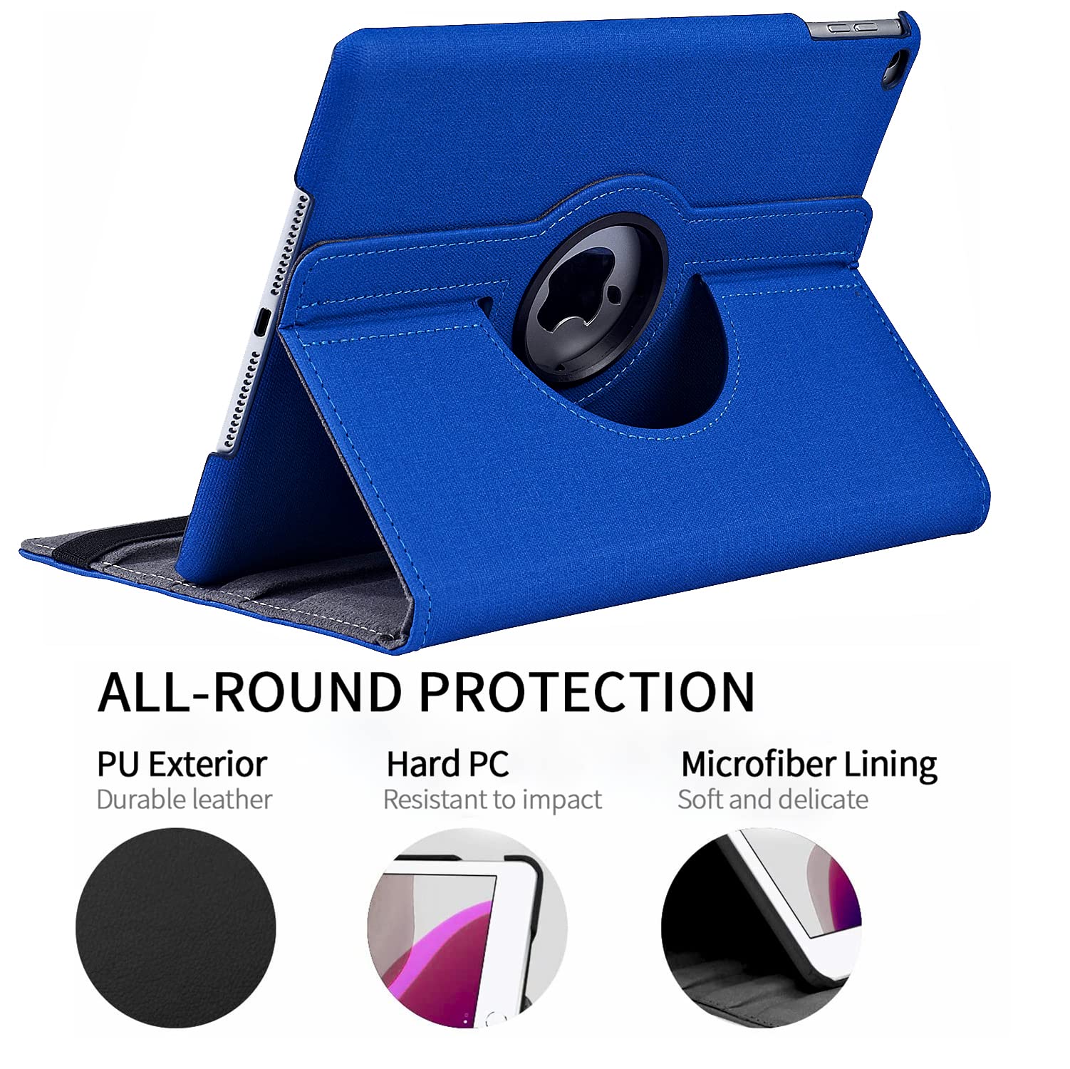 360° Rotating iPad Case for iPad 9.7 Inch (6th/5th Gen) & iPad Air 2 - Auto Sleep/Wake Protective Cover with Stand | Sapphire Blue | Perfect for Work, Study & Travel