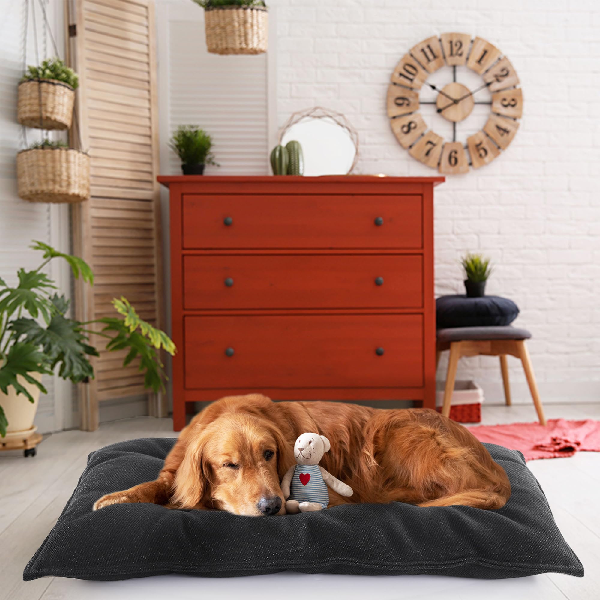 **MABOZOO Chew Proof Indestructible Dog Bed for Aggressive Chewers - Durable XL Dog Crate Pad (28x41 in) - Washable Tough Pet Mat for Kennel, Crate & Home Use - Black**