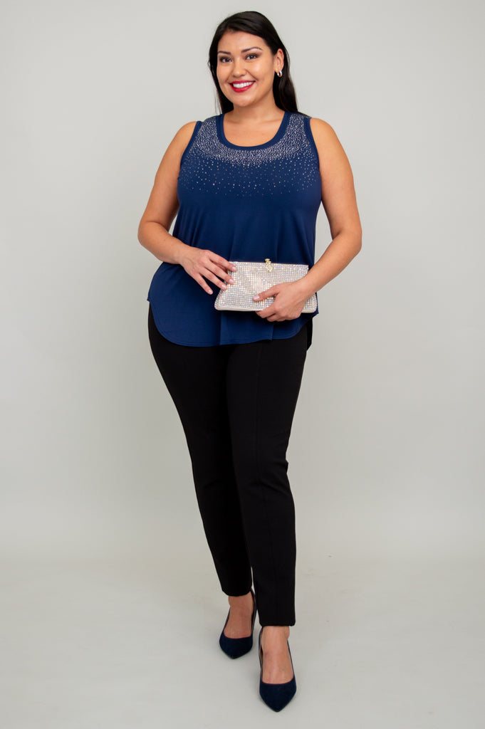 Stylish Jazz Tank Top - Indigo Diamond Print - Soft Bamboo Fabric - Perfect for Summer Outfits & Casual Wear