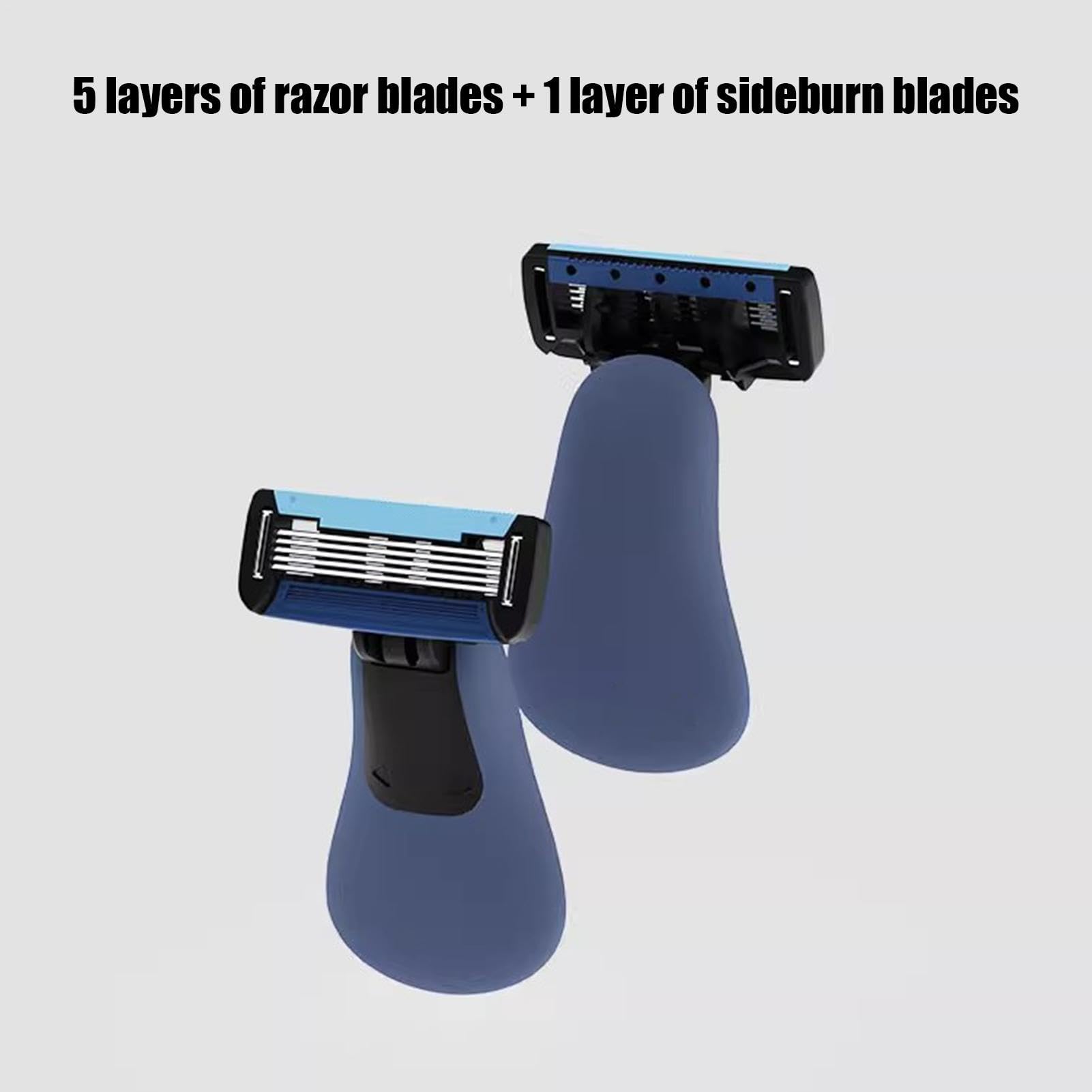 Premium Men's Travel Razor - 5-Blade Shaver for Face & Body, Compact & Portable, Includes 2 Washable Cartridges - Perfect for Business Trips, Gym, Camping & On-the-Go Grooming