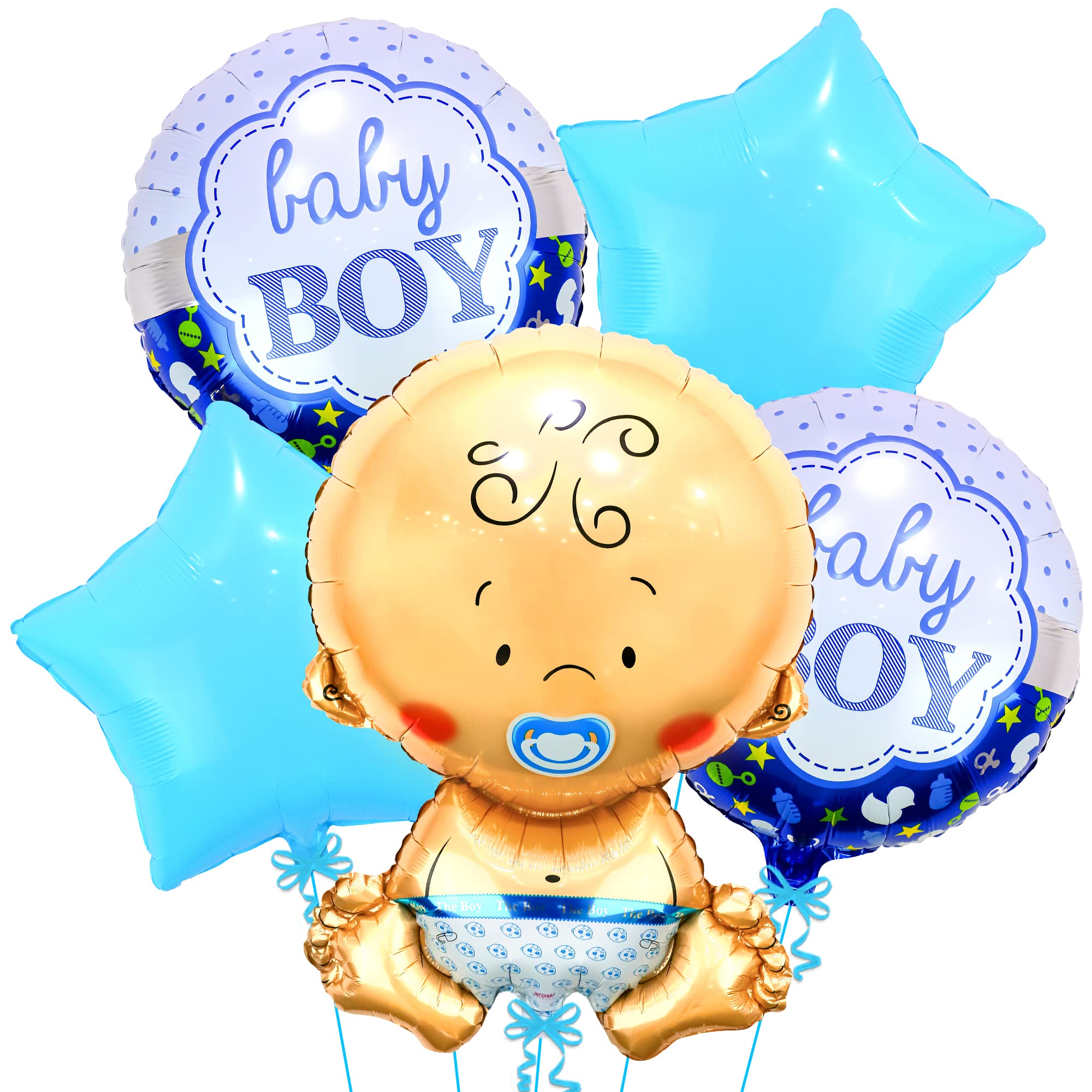 KatchOn 27 Inch Large Baby Boy Balloons Set - Pack of 5 | Gender Reveal & Baby Shower Decorations | Blue Balloons for Boy Celebrations | Perfect for Birthday Parties, Nursery Decor, and Newborn Announcements